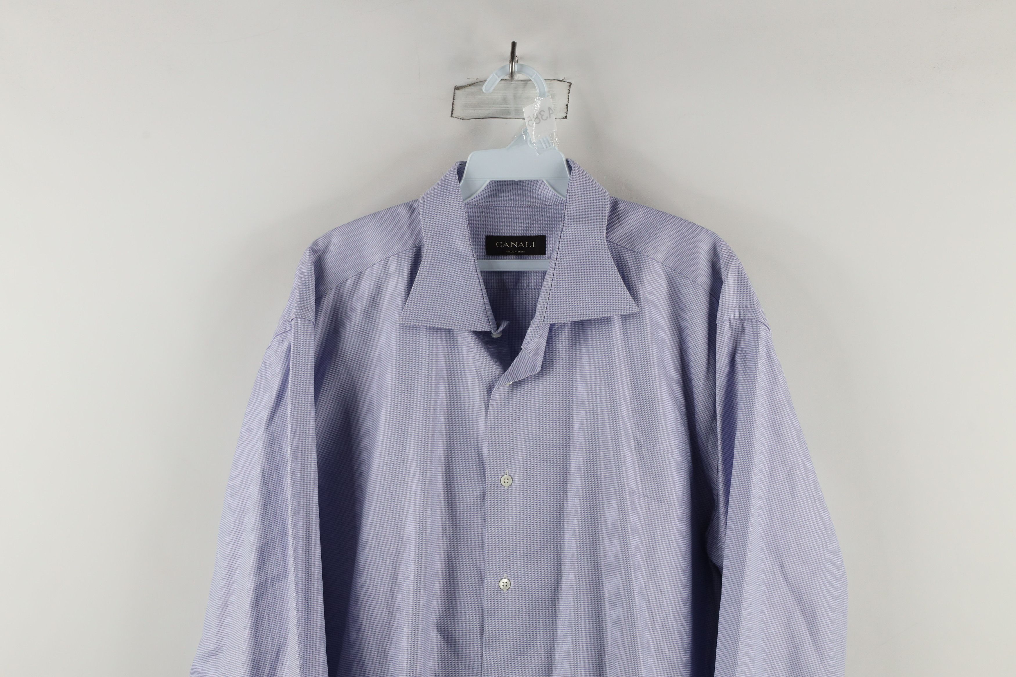 Canali × Vintage Canali Houndstooth Collared Dress Shirt Purple Cotton Size US L / EU 52-54 / 3 - 2 Thumbnail