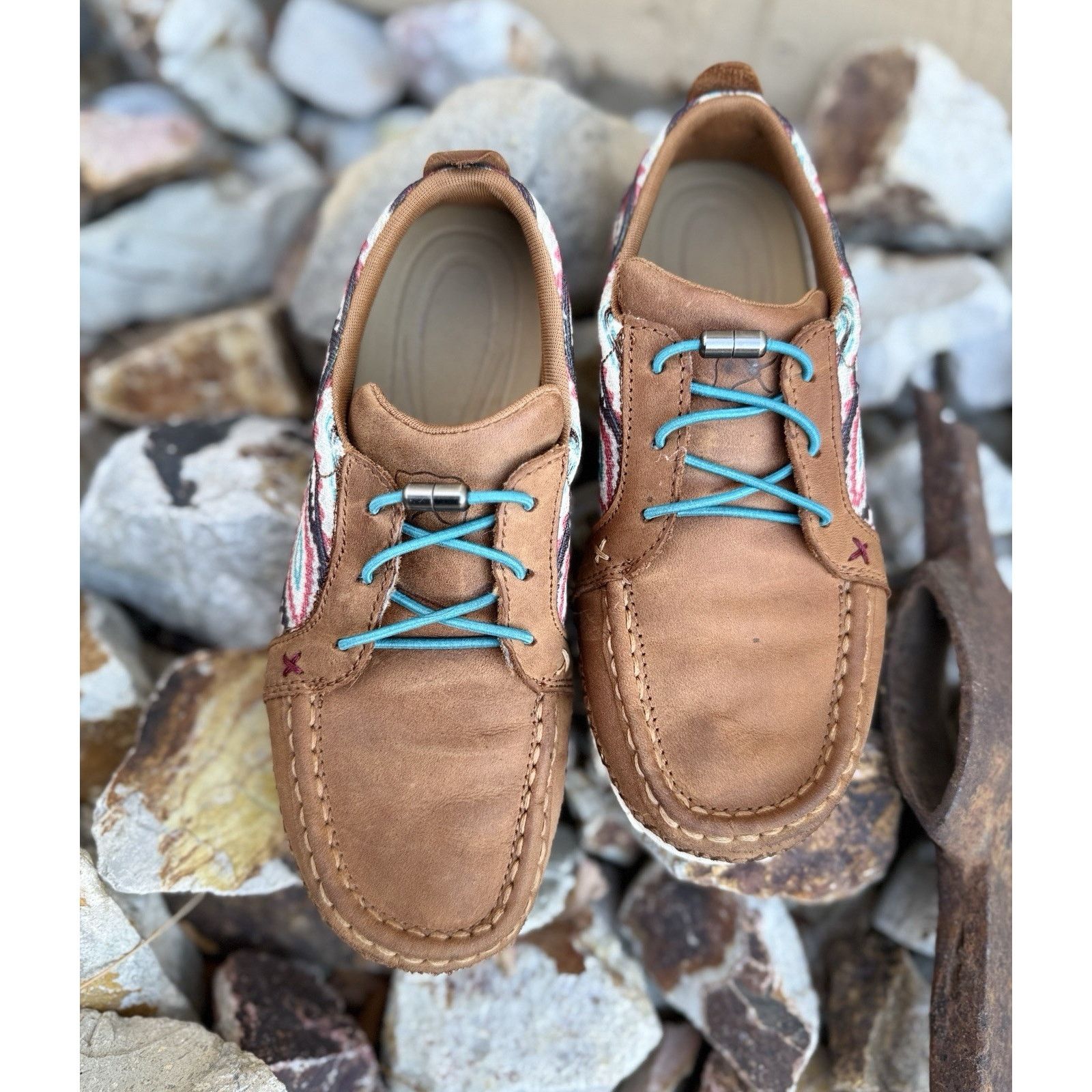 Twisted X Twisted X Western Shoes Women Aztec Lace Multi Brown WZX0006 Size US 6.5 / IT 36.5 - 2 Thumbnail