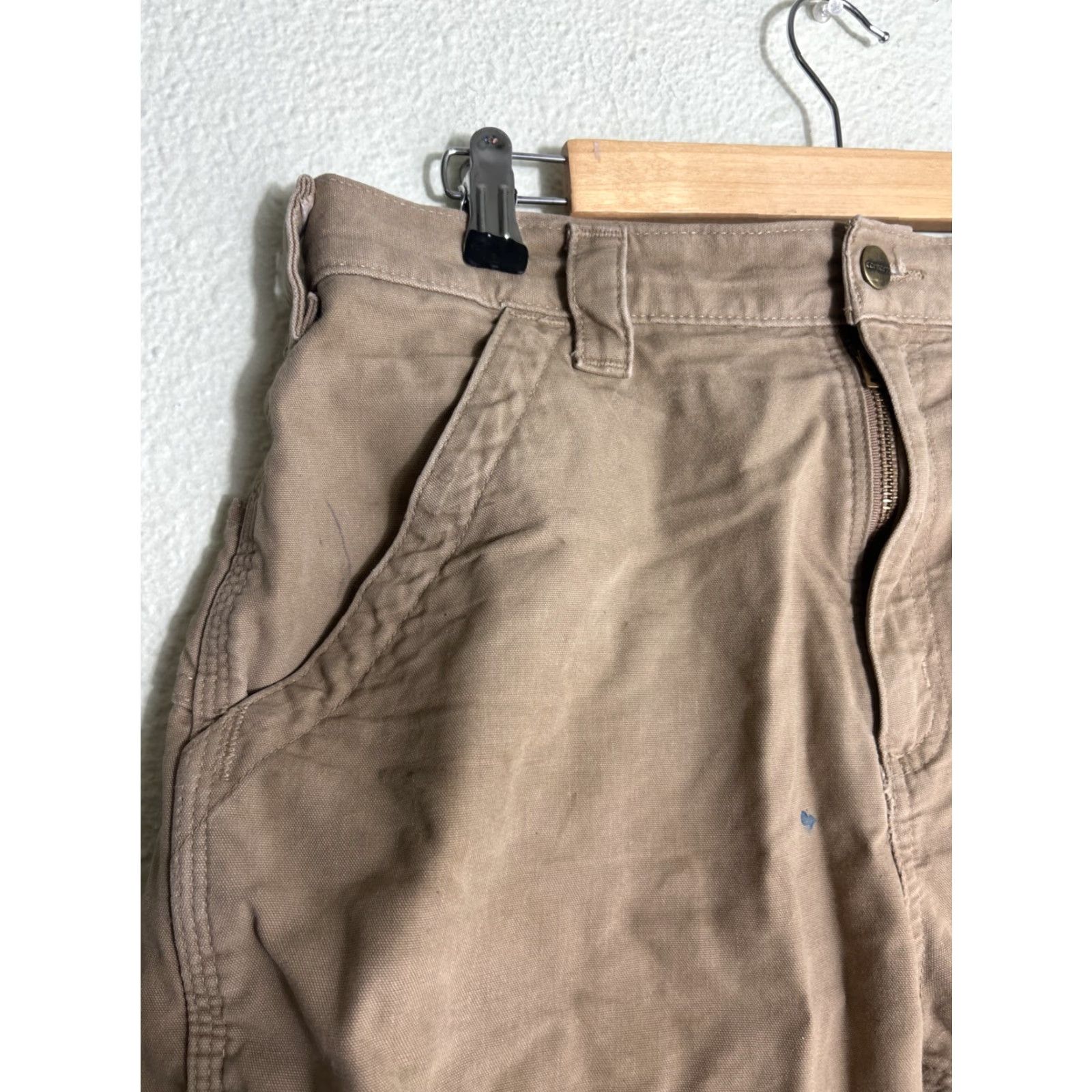 Carhartt Carhartt Shorts Mens 32x10 Khaki Beig Beige Regular Cargo Pockets Workwear Casual 32 Mens Clothing Canvas Cotton Flat Front Inseam 10" Size US 32 / EU 48 - 4 Thumbnail