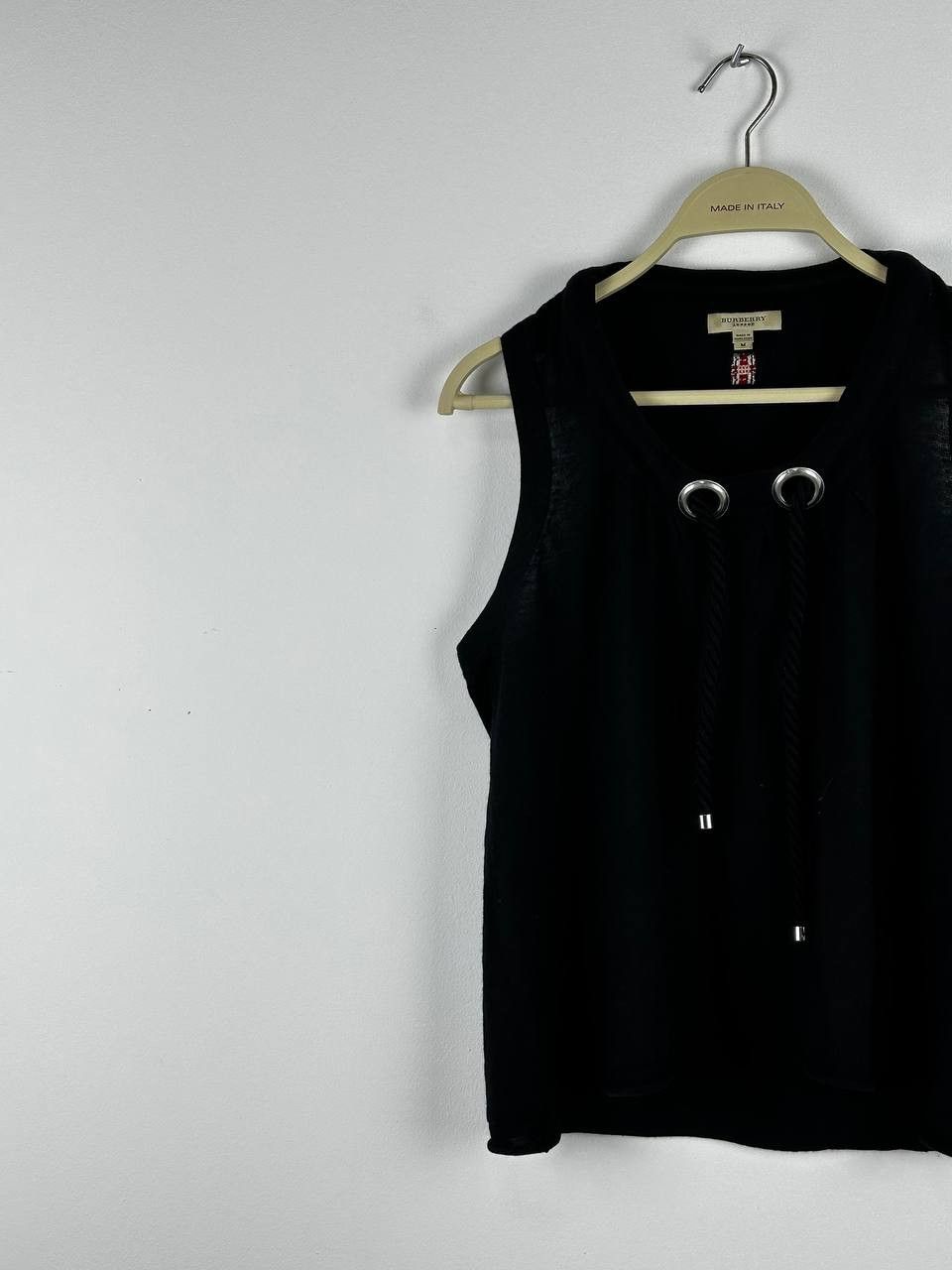 Burberry × Designer × Vintage Burberry Vintage Wool Tank Top Opium Black Size M / US 6-8 / IT 42-44 - 2 Thumbnail