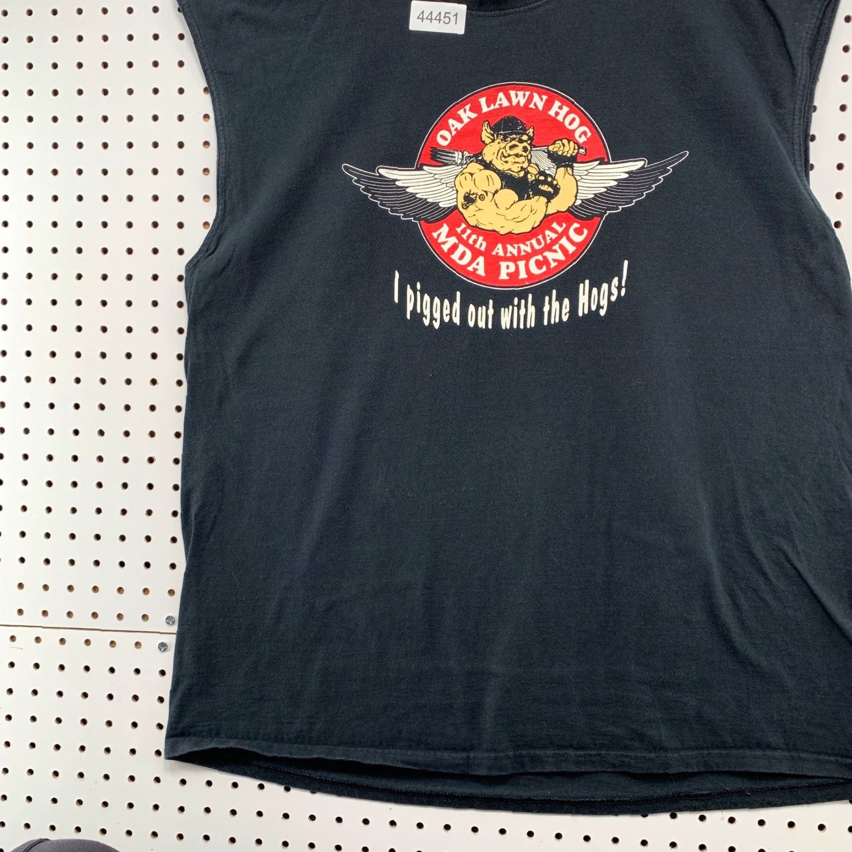 Fruit Of The Loom VINTAGE Harley Davidson Pig Picnic Shirt Mens XL Sleeveless Black Cotton 90s Biker Motorcycle Mens XL Size US XL / EU 56 / 4 - 4 Thumbnail
