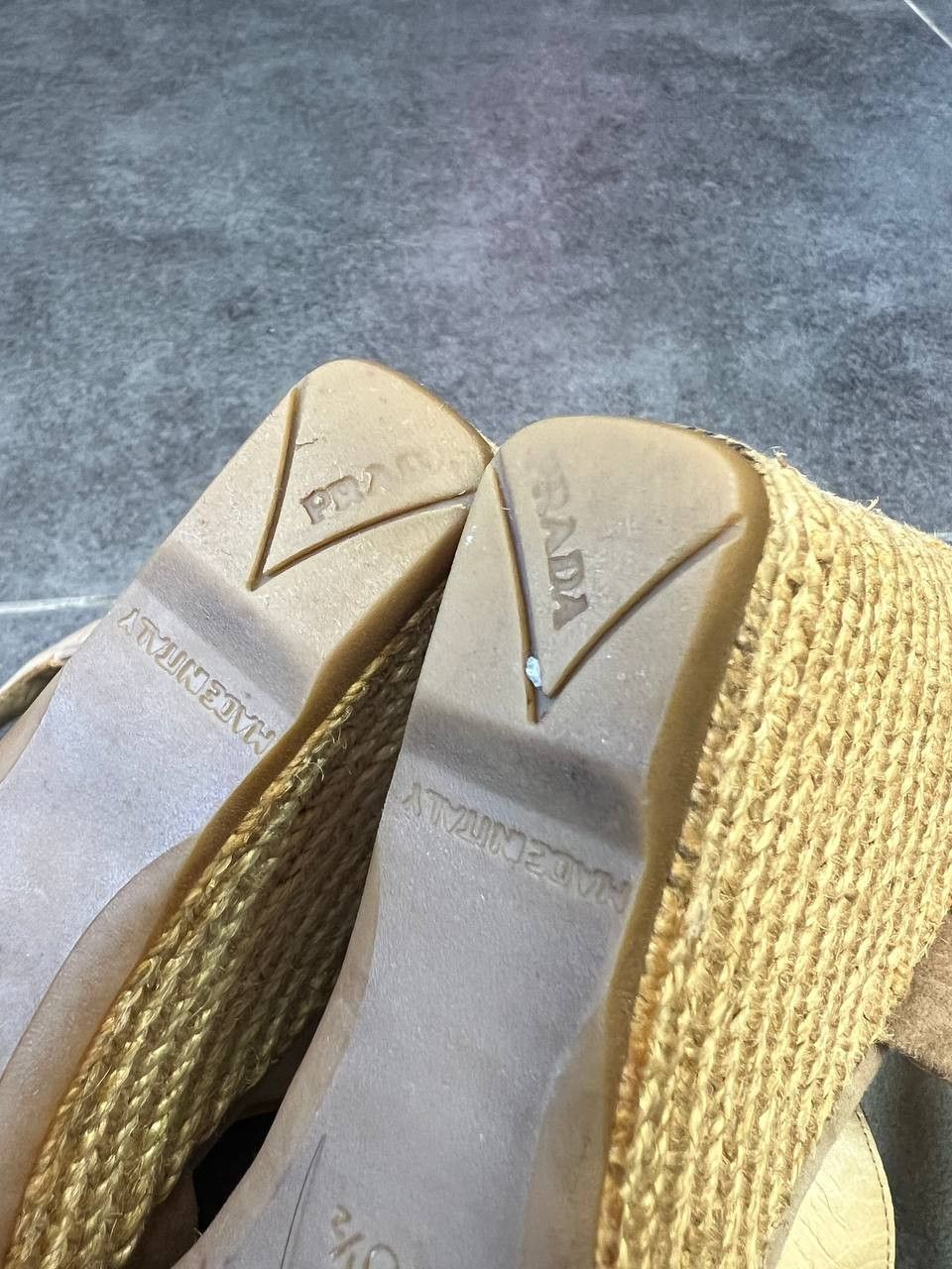 Prada Prada Womens Wedge Sandals Brown Shoes Canvas Platform Size US 10.5 / IT 40.5 - 9 Thumbnail