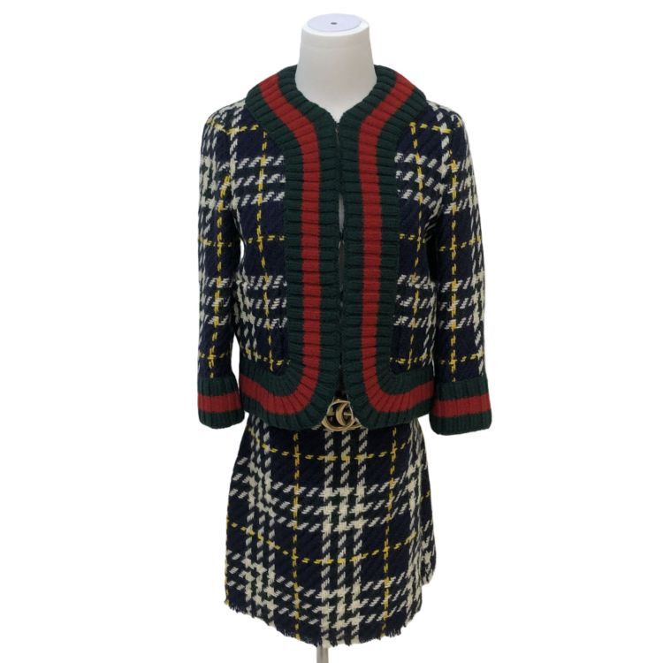 Gucci Gucci Plaid Knit Cardigan Set Size 40 Size S / US 4 / IT 40 - 1 Thumbnail