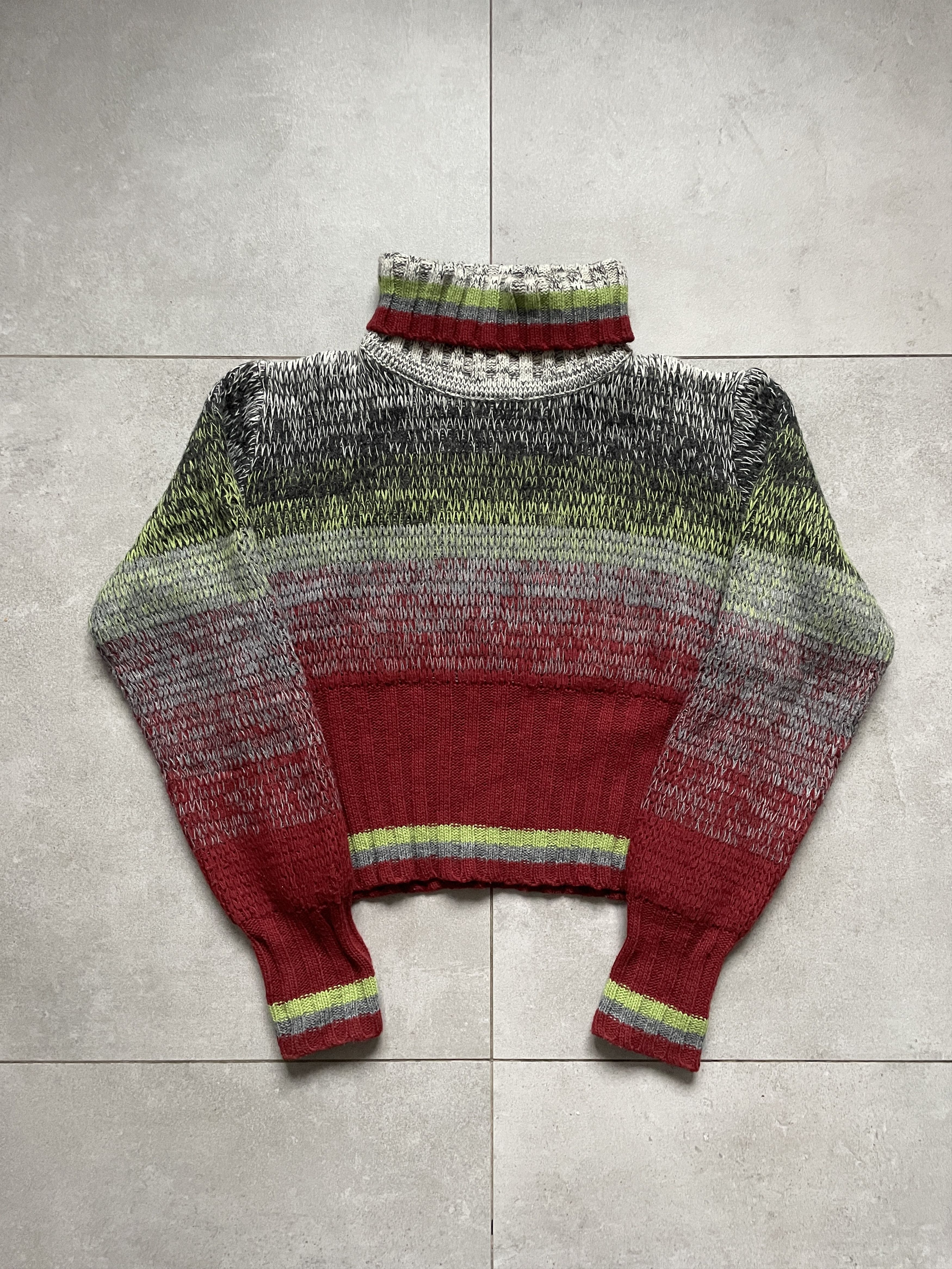 Diesel Y2K DIESEL COLOURFULL STRIPED WOOL CROPPED GOLF SWEATER Size XL / US 12-14 / IT 48-50 - 1 Thumbnail