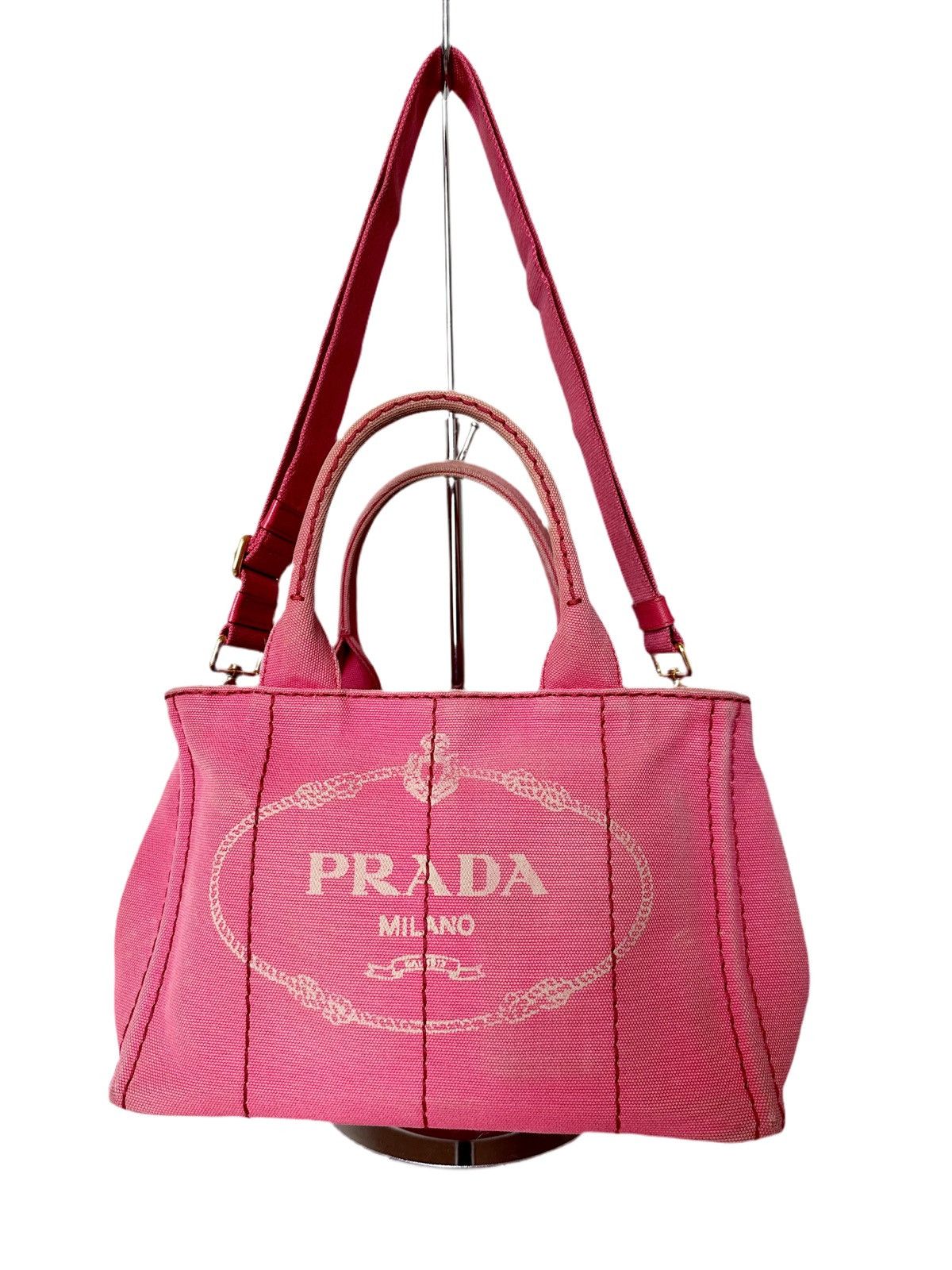 Prada Pink Prada Canapa Tote With Strap Size ONE SIZE - 1 Thumbnail
