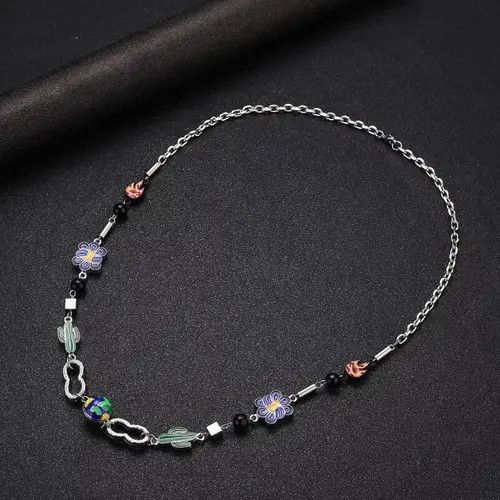Jewelry Charm Necklace Cactus Chain Jewelry World Art Classic Flame Size ONE SIZE - 1 Thumbnail