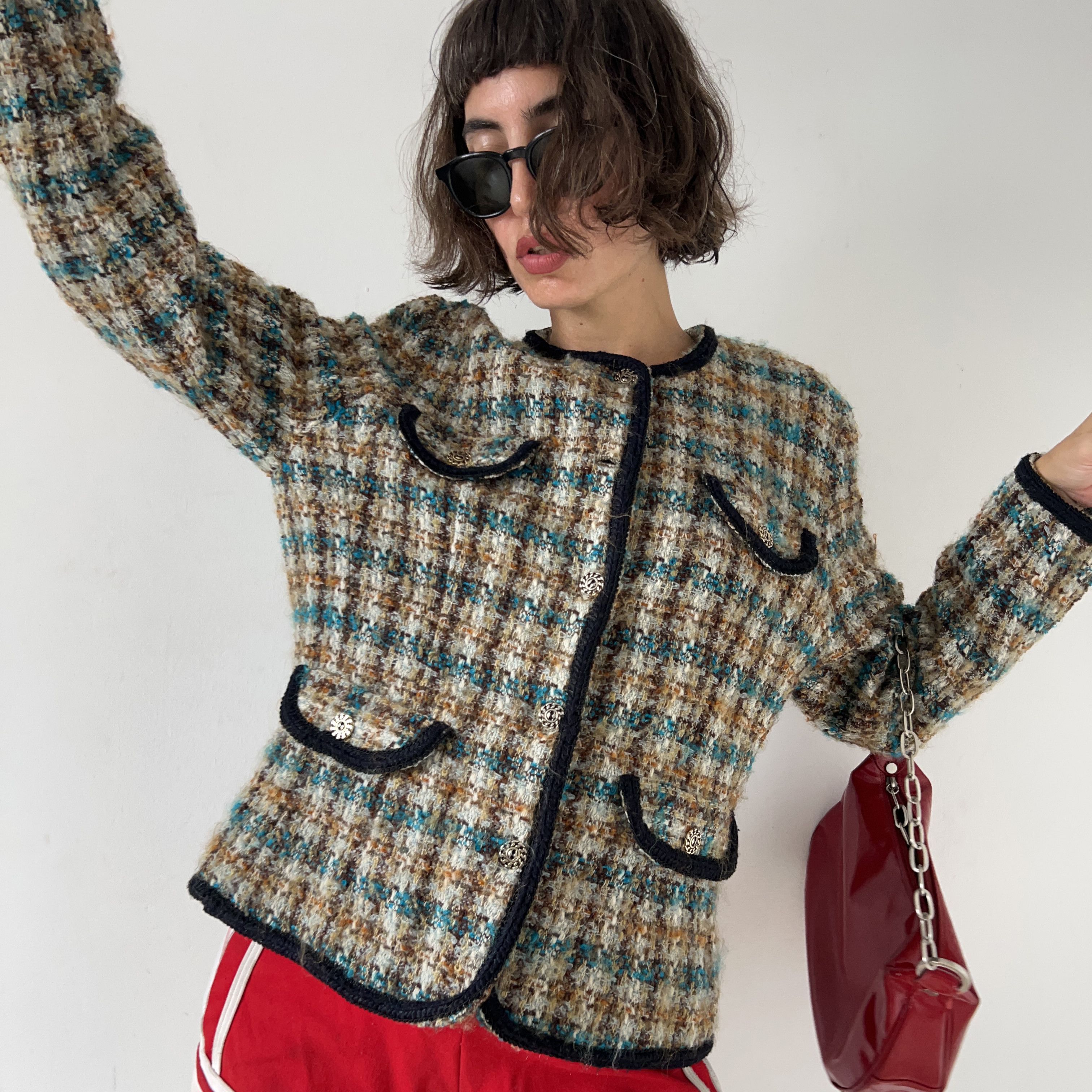 Vintage Vintage 90s Plaid Tweed Blazer Size L / US 10 / IT 46 - 4 Thumbnail