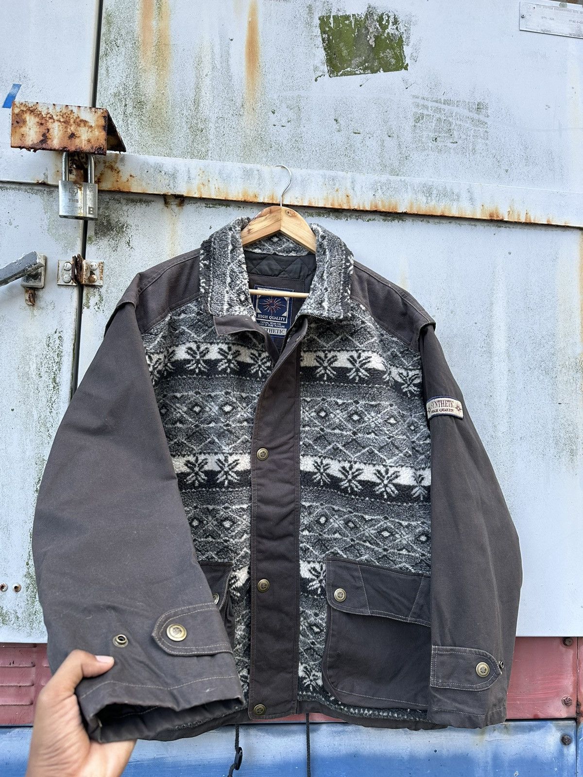 Vintage 👹Vintage SYNTHETIC BEAUTIFUL FLEECE UTILITY JACKET Size US XL / EU 56 / 4 - 6 Thumbnail