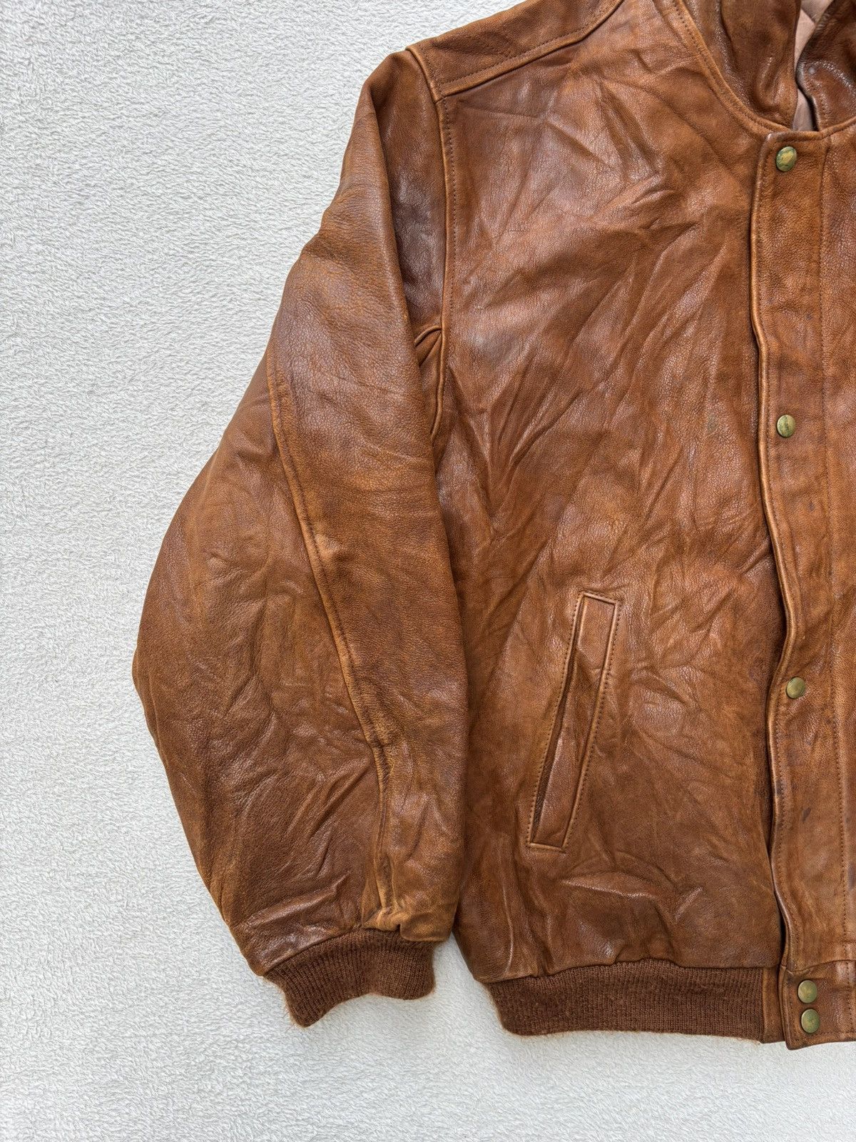 Golden Bear 1980s Golden Bear Cognac Bomber Leather Jacket Size US XL / EU 56 / 4 - 8 Thumbnail
