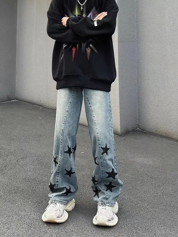 VIBE Retro street star print washed distressed jeans Size US 33 - 2 Thumbnail