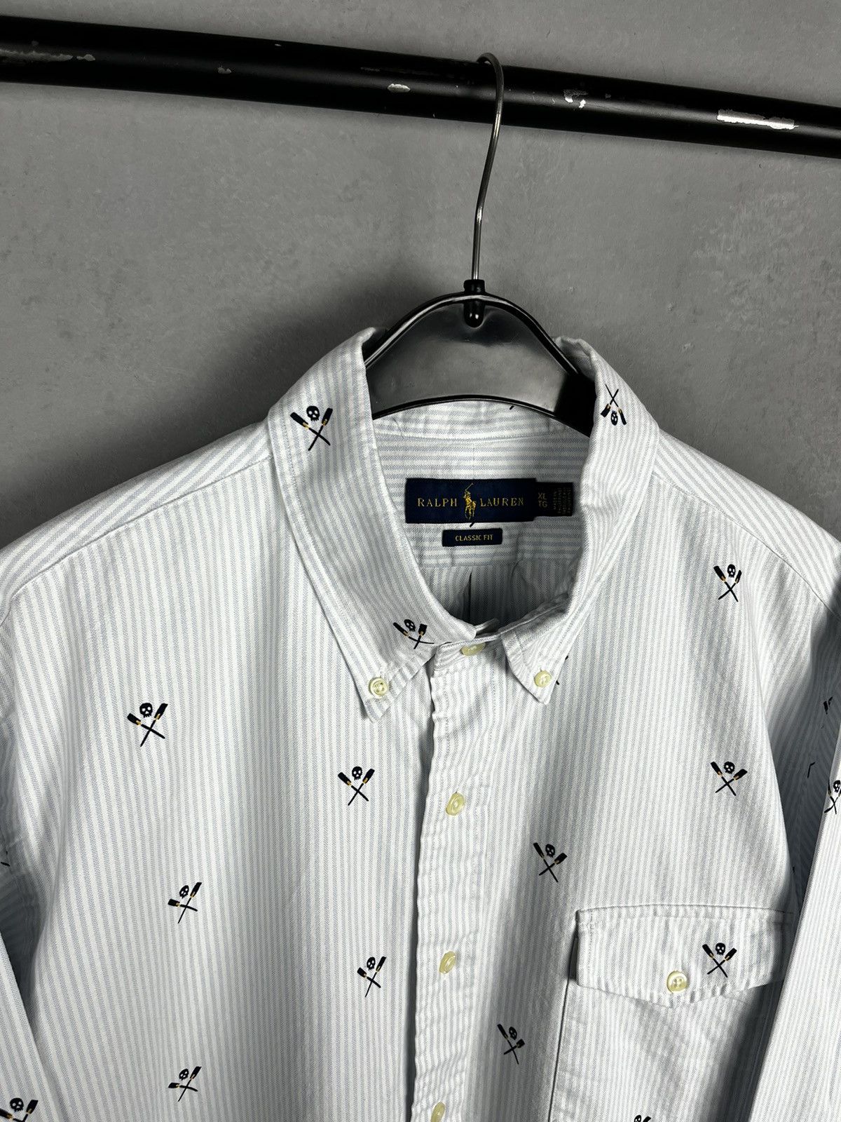 Polo Ralph Lauren × Ralph Lauren Ralph Lauren oxford skull printed stripped varsity shirt Size US XL / EU 56 / 4 - 2 Thumbnail
