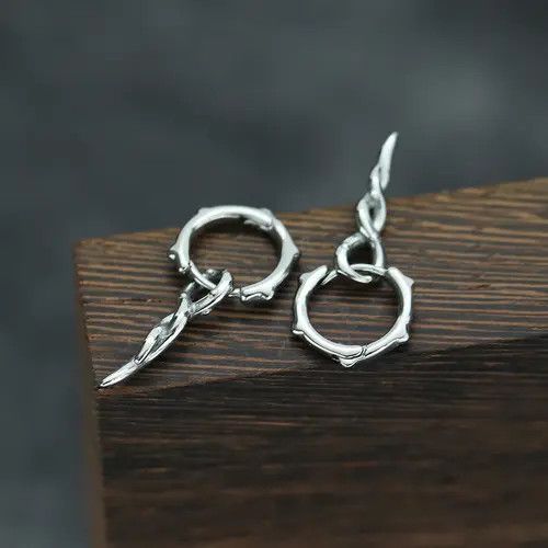 Jewelry Vintage Earrings One Pairs Chrome Jewelry Size ONE SIZE - 4 Thumbnail