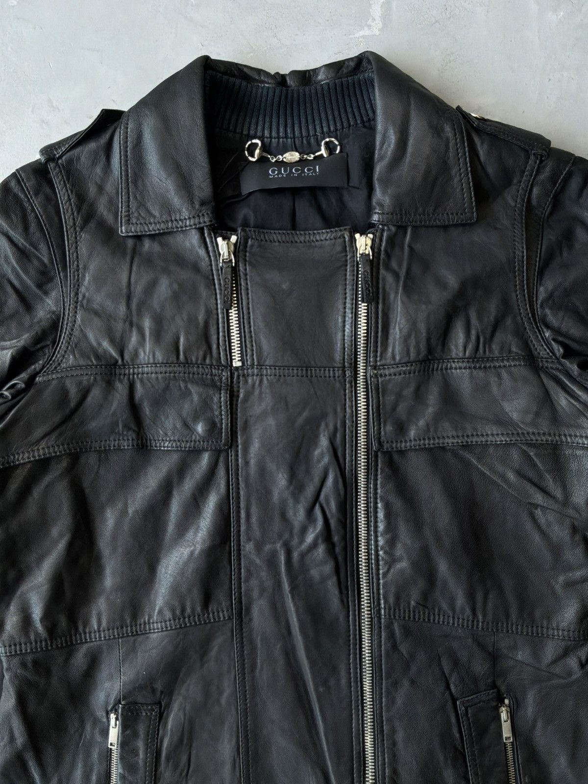 Gucci Gucci - Fridda Era Double Zip Leather Jacket Size M / US 6-8 / IT 42-44 - 3 Thumbnail