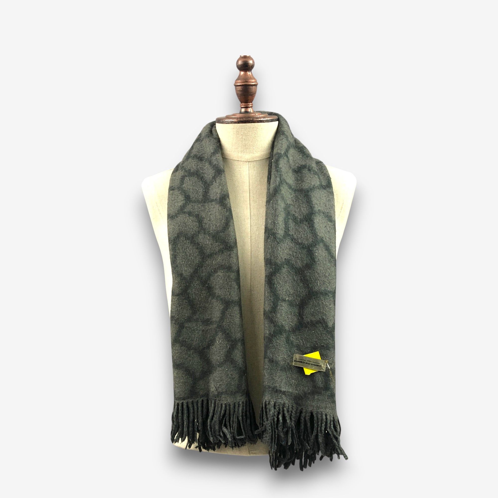 Japanese Brand Vintage Junko Koshino Scarf Abstract Artwork Wool Scarves Size ONE SIZE - 2 Thumbnail