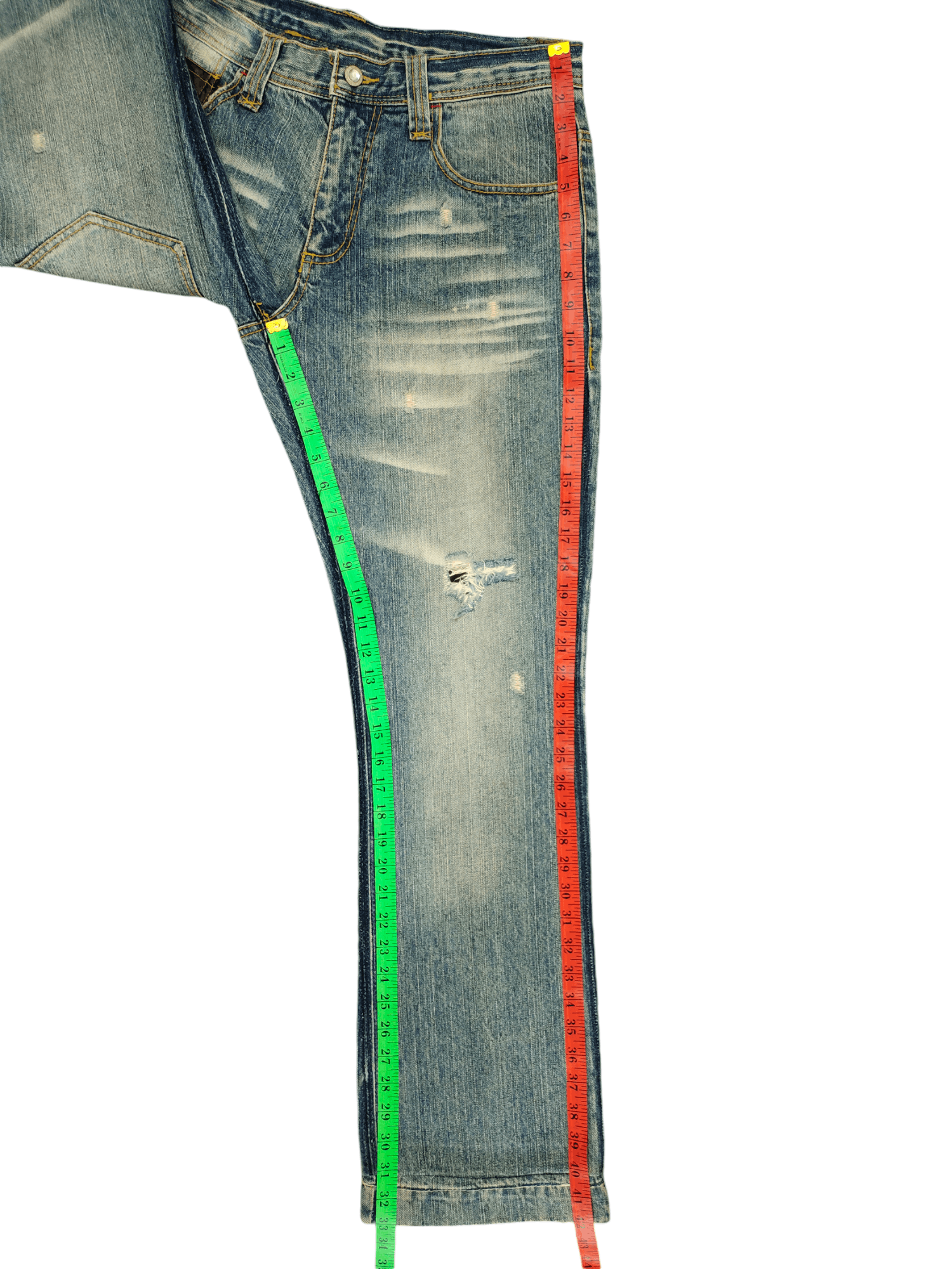 If Six Was Nine Slim Flare Jeans Iron Clawmark Distress Faded Jeans Bootcut Size US 32 / EU 48 - 11 Thumbnail