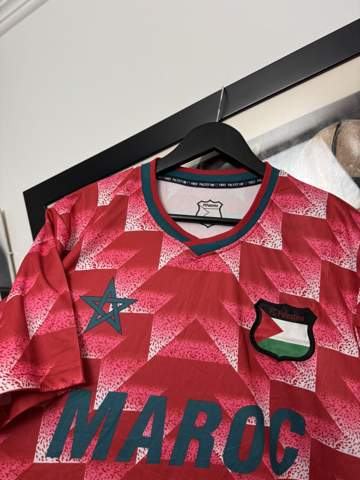 Vintage Palestina Marokko Fullprint Jersey Free Palestine Football Size US L / EU 52-54 / 3 - 3 Thumbnail