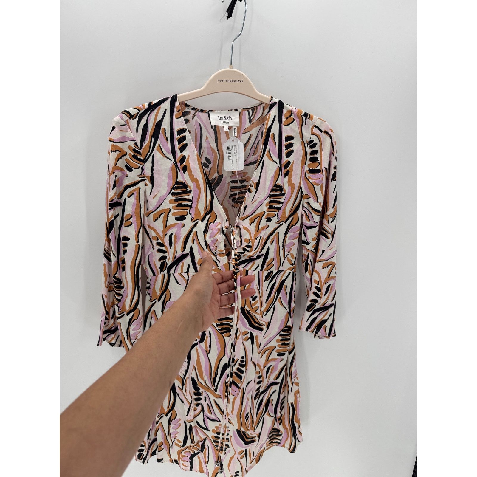 ba&sh ba&sh Thesee mini dress plunging neckline 3/4 sleeves size M Size M / US 6-8 / IT 42-44 - 5 Thumbnail
