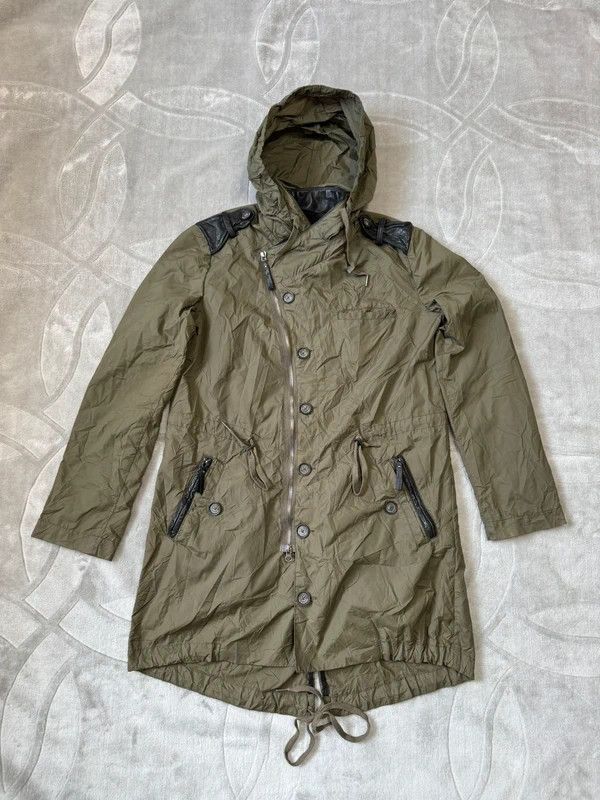Diesel Black Gold Diesel Black Gold Military Parka Coat Jacket Nylon Leather S Size S / US 4 / IT 40 - 1 Thumbnail
