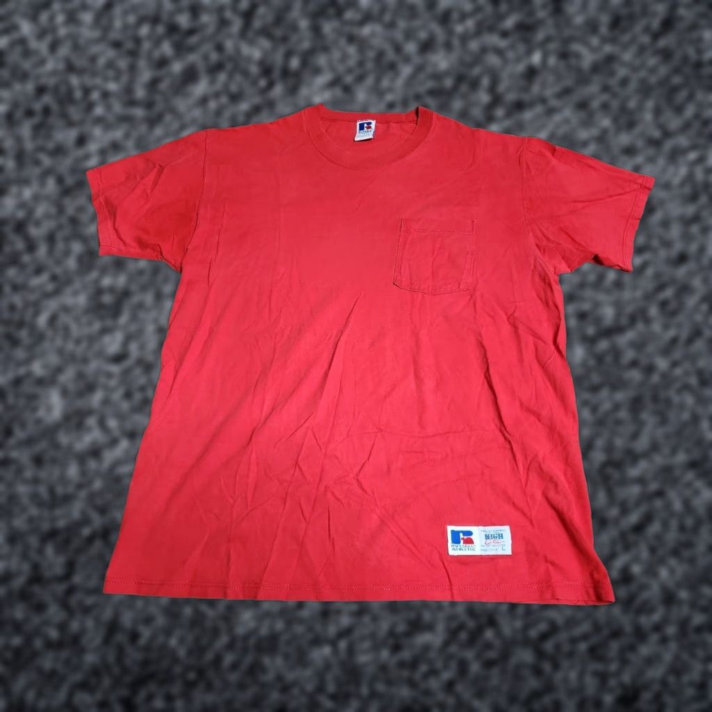 Russell Athletic VINTAGE Russell Athletic T-Shirt Men L Red 90s Short Sleeve Crew Neck Pocket Cotton Size US L / EU 52-54 / 3 - 1 Thumbnail