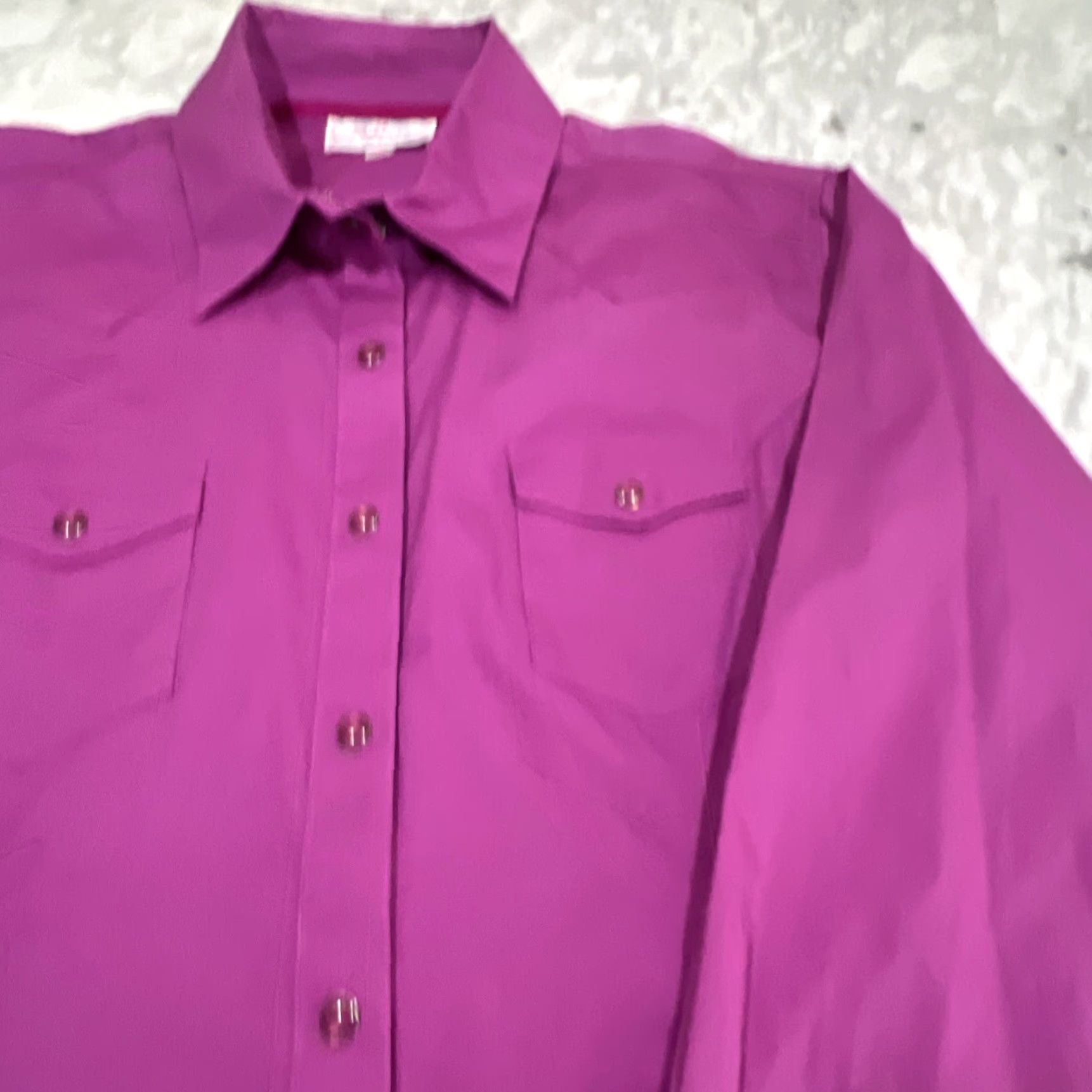 Vintage Panhandle Western Pearl Snap Shirt Women’s XL Fuchsia Long Sleeve Fitted Go West - Cotton Blend Western Shirt Ladies XL Button-Up with Pockets Size XL / US 12-14 / IT 48-50 - 4 Thumbnail
