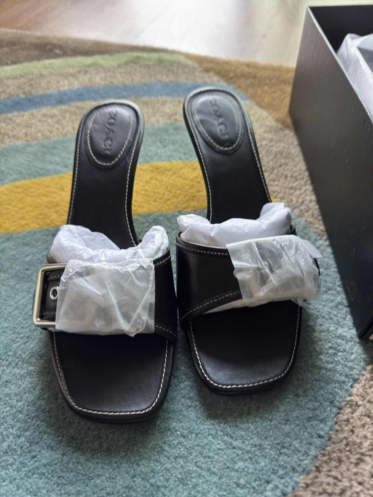 Coach Margot Leather Sandal size 8 Black