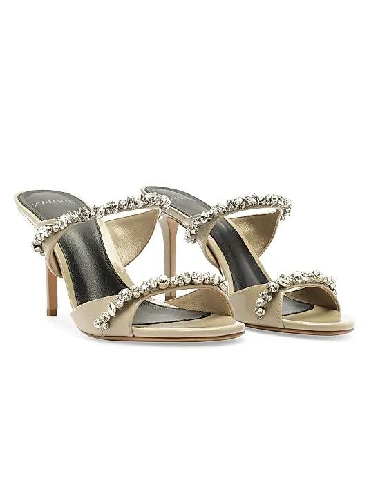 Alexandre Birman os11x0326 Gianna 85mm Crystal-Embellished Sandals in Beige Size US 7 / IT 37 - 3 Thumbnail