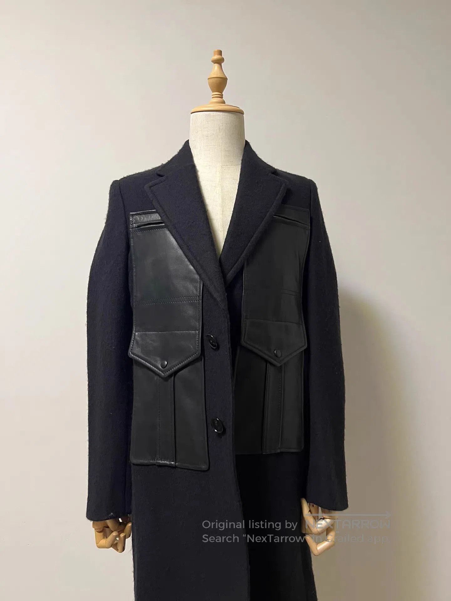Maison Margiela Black Coat with Leather Panel Pockets . Size US M / EU 48-50 / 2 - 1 Thumbnail