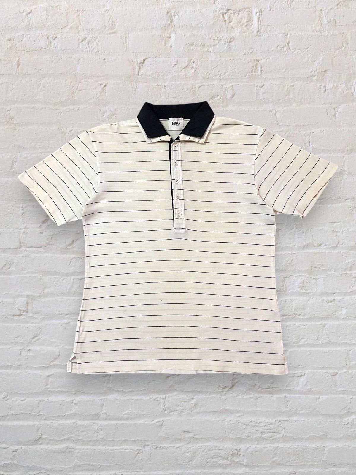 Japanese Brand × Takeo Kikuchi × Vintage TAKEO KIKUCHI JAPAN STRIPES FORMAL POLOS TEE Size US M / EU 48-50 / 2 - 1 Thumbnail
