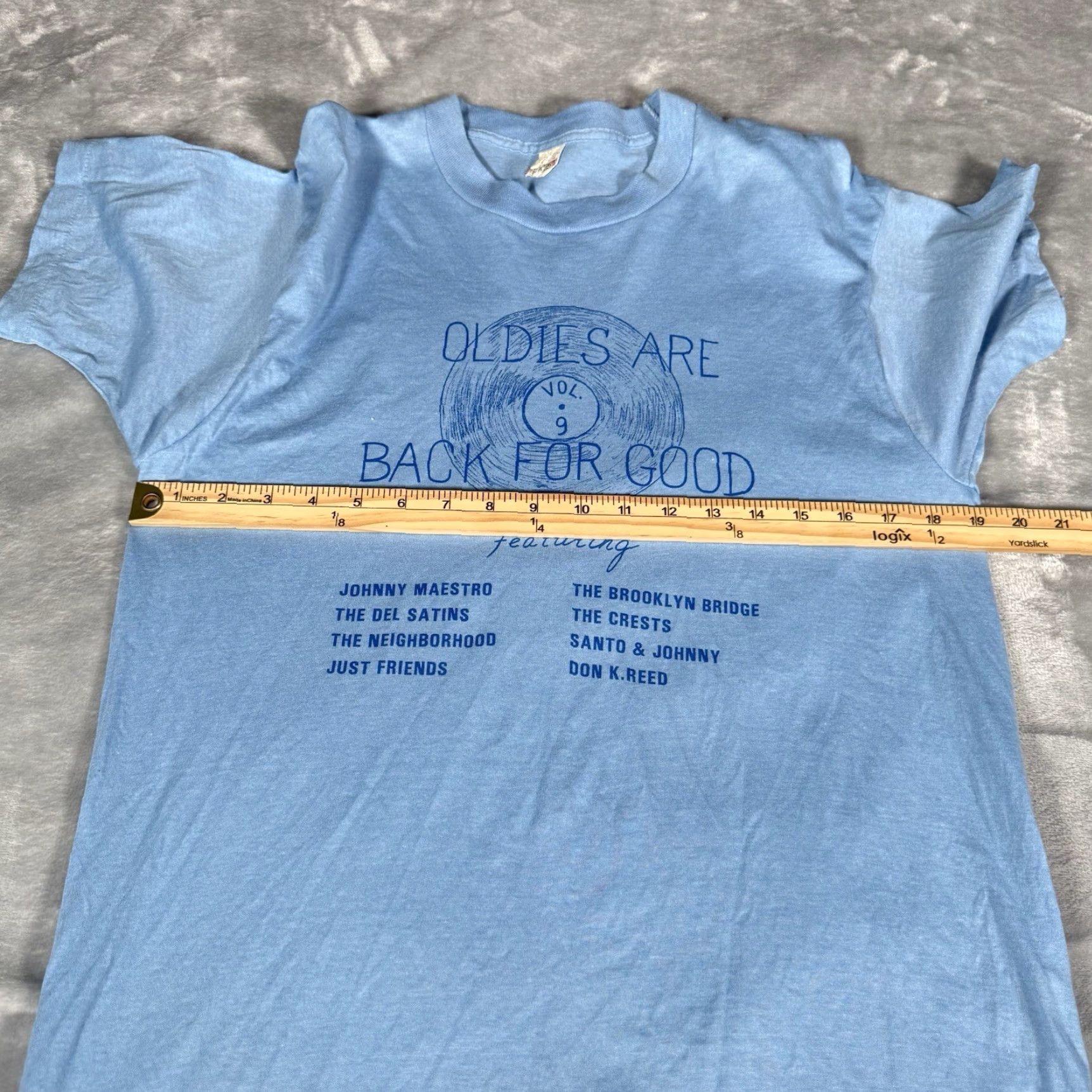 Vintage VINTAGE Music T Shirt Mens M Slim Fit Johnny Mestro 80s Blue Cotton Polyester Graphic Print Crew Neck Short Sleeve Slimming Size US M / EU 48-50 / 2 - 5 Thumbnail