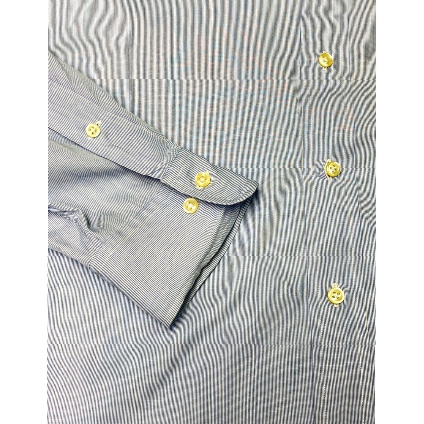 Polo Ralph Lauren Polo Ralph Lauren Dress Shirt Men 16.5 32/33 Custom Fit Pinstripe Blue Button-Up Non-Iron Long Sleeve 100% Cotton Reg Men Versatile Workwear Casual Size 46R - 3 Thumbnail
