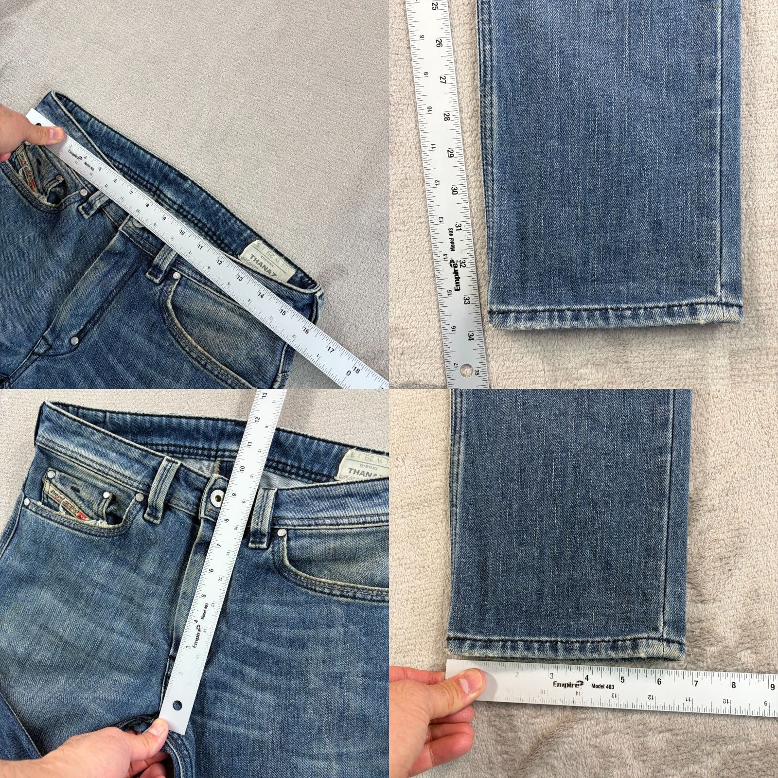 Diesel Diesel Thanaz Jeans in Blue Wash 0072J Men 31x34 Embroidered Pockets Size US 29 - 8 Thumbnail