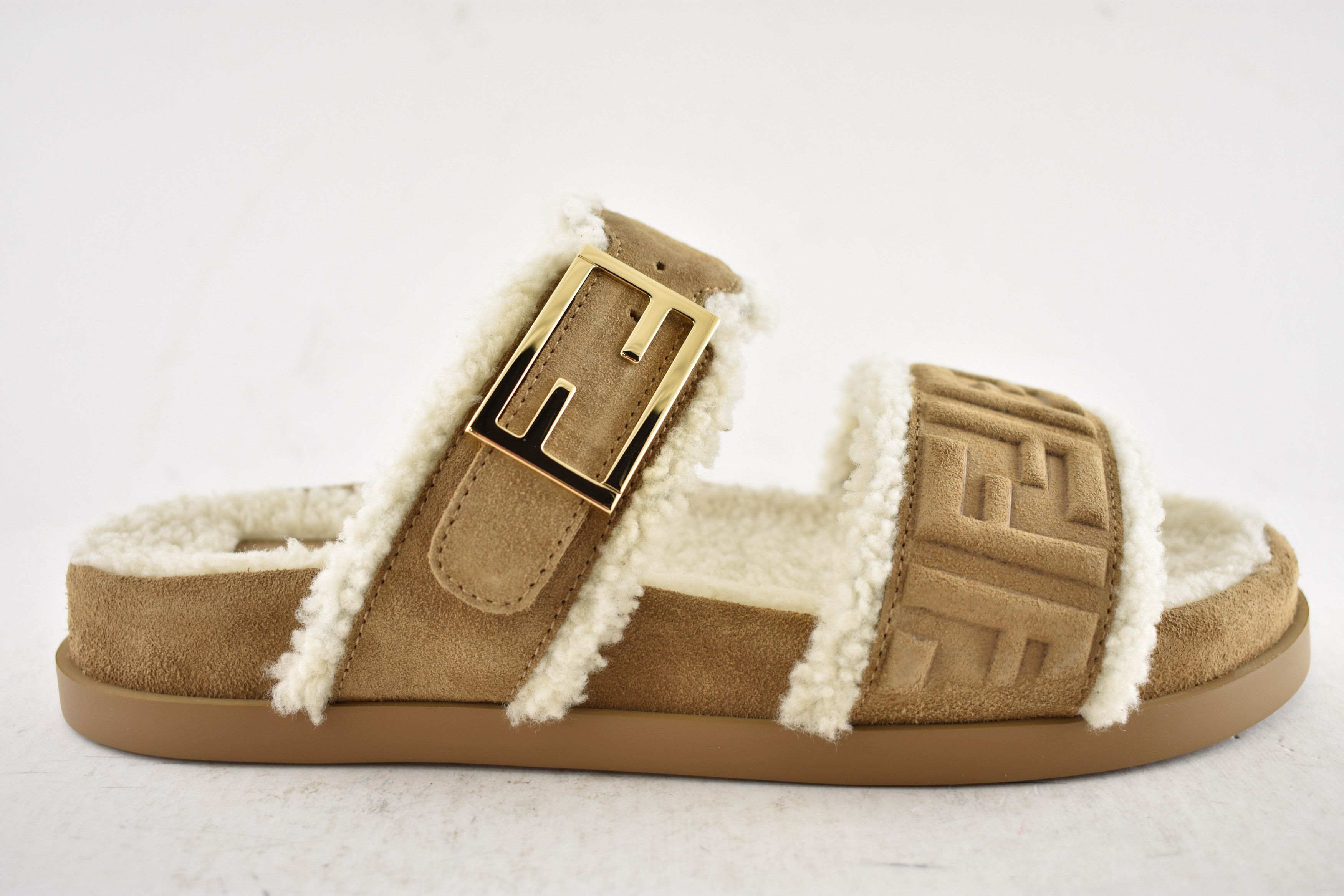 Fendi Fendi Feel Slide Shearling Fur Logo FF Mule Flat Sandal 37 Size US 7 / IT 37 - 6 Thumbnail