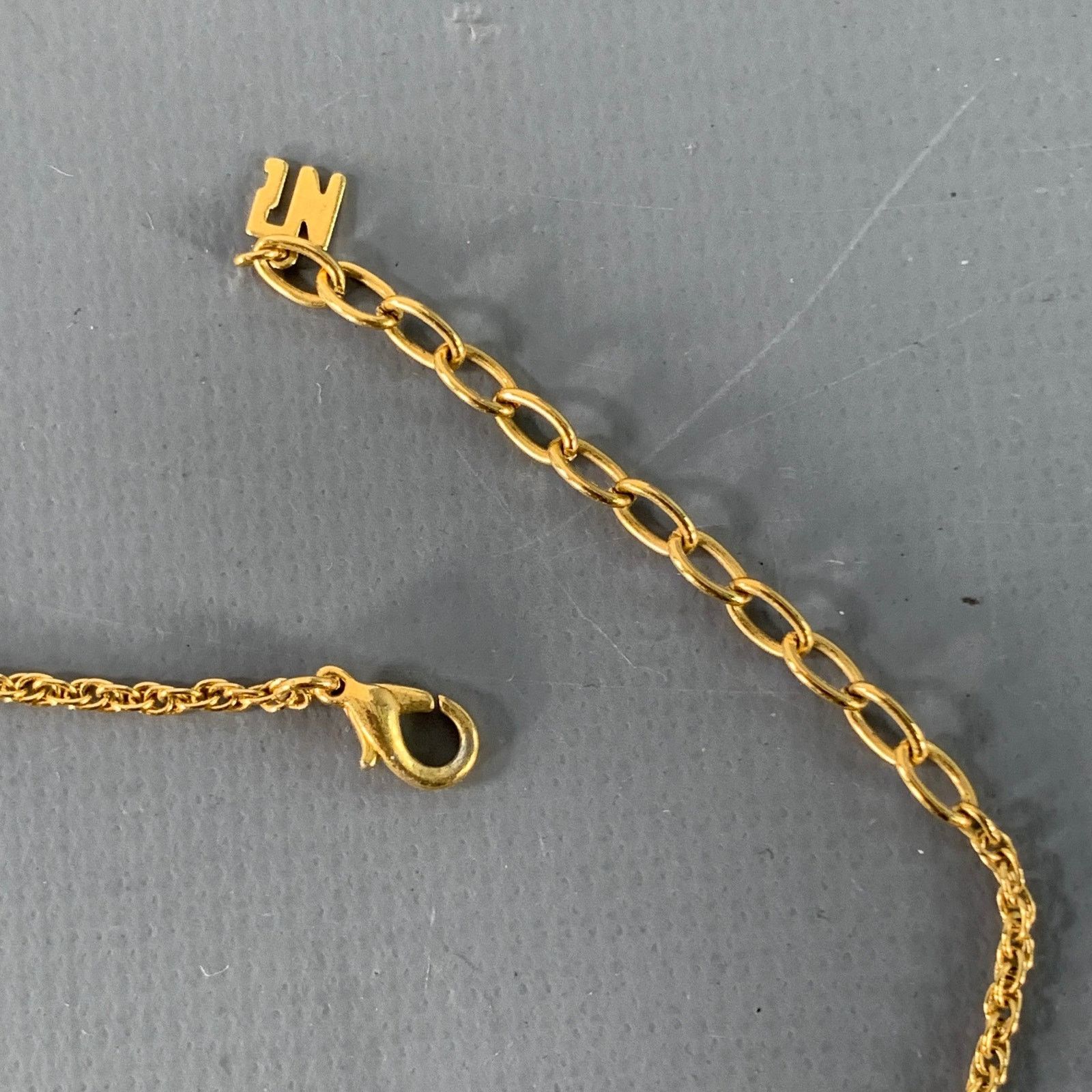 Nina Ricci Gold Silver Chain Link Metal Heart Monogram Pendant Necklace Size ONE SIZE - 4 Thumbnail