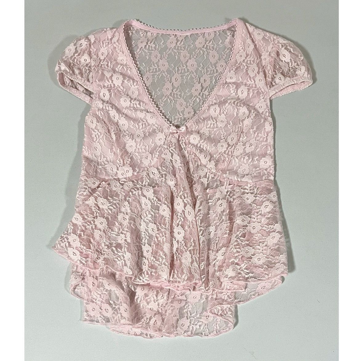 Japanese Brand Pink Pastel Lace Babydoll Shirt Top Blouse Tee Size S 🎀✨ Size S / US 4 / IT 40 - 1 Thumbnail
