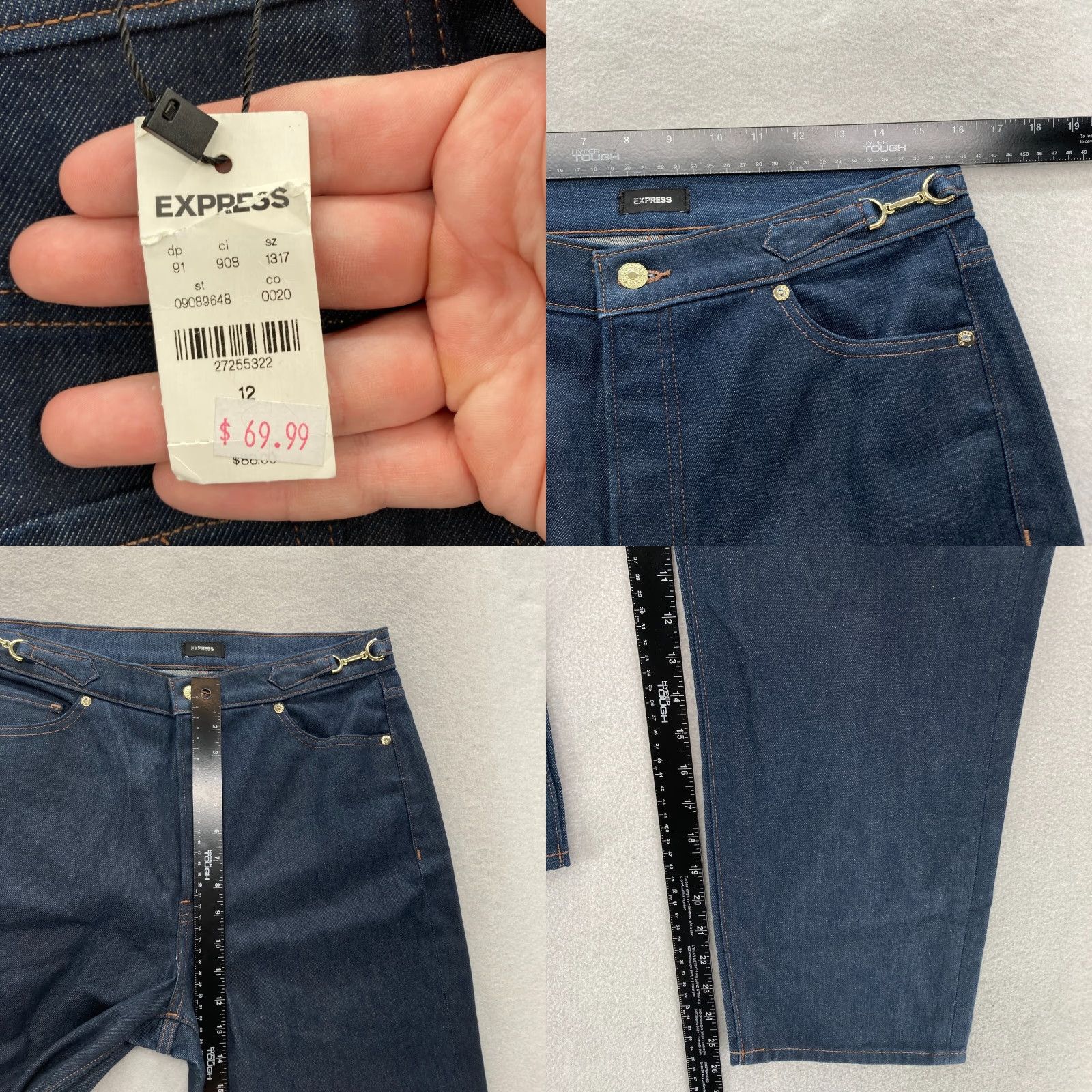 Express Express Jeans Women's 12 Mom High Rise Dark Wash Blue Denim Buckle Buckle? Size 34" / US 12 / IT 48 - 8 Thumbnail