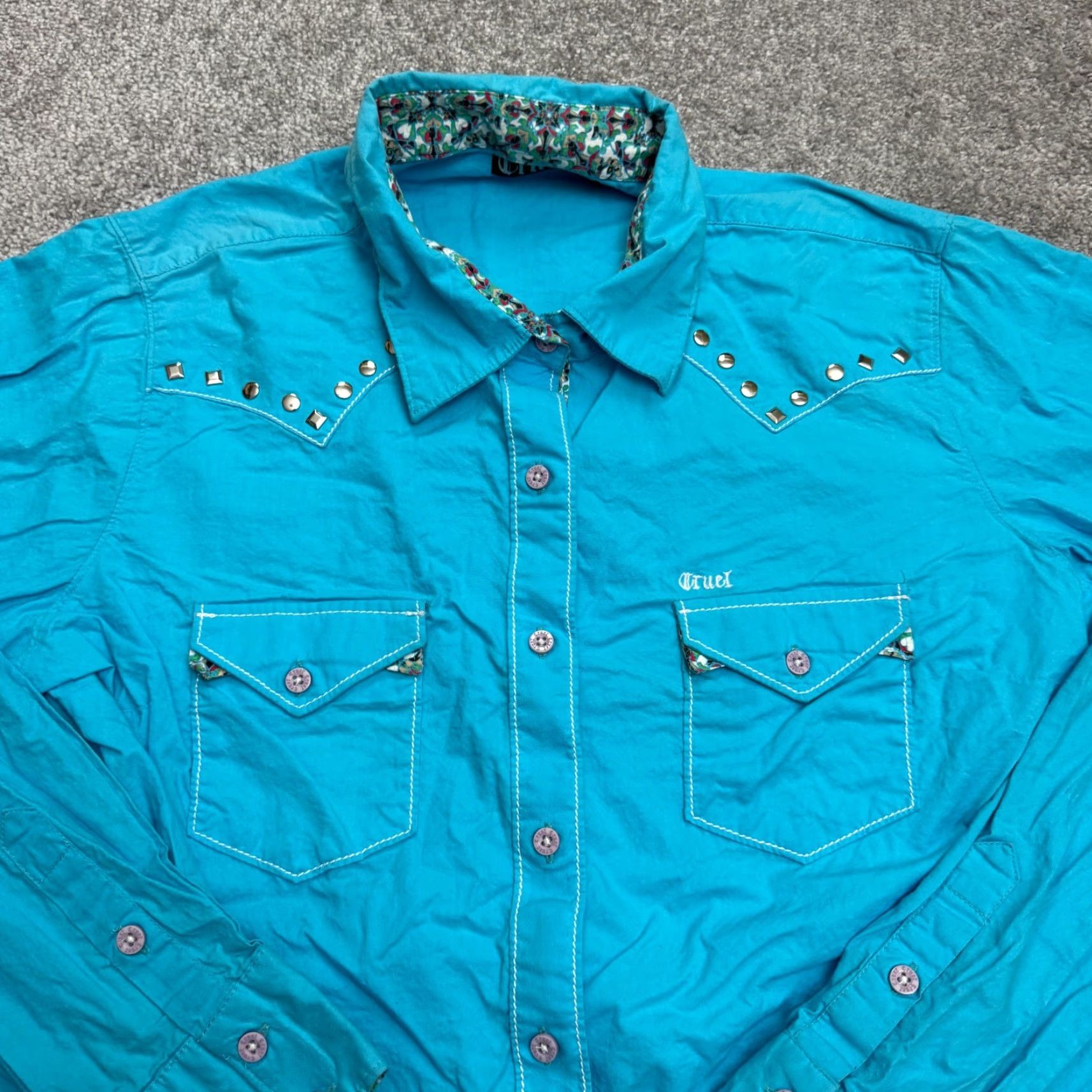 Vintage VINTAGE Cruel Western Button-Up Shirt Womens 3XL Long Sleeve Blue Cotton Casual Fall Spring Summer Size XXL / US 16-18 / IT 52-54 - 7 Thumbnail