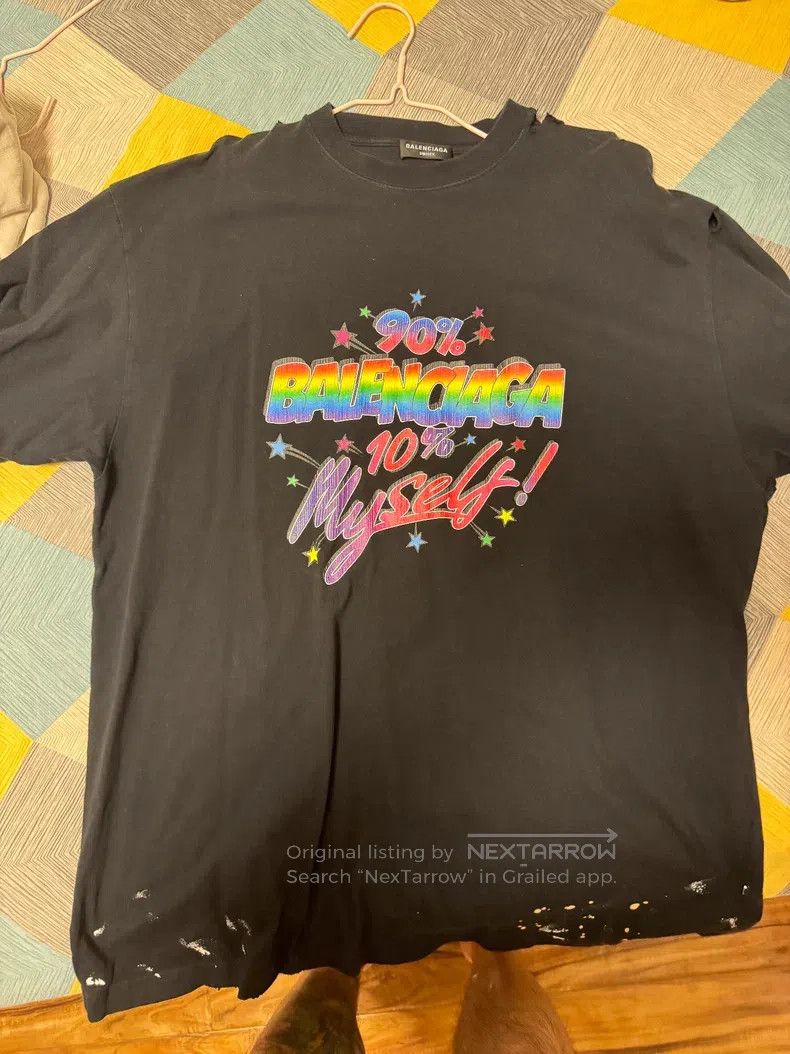 Balenciaga Balenciaga Colorful Graffiti Logo Distressed Short Sleeve Size US L / EU 52-54 / 3 - 1 Thumbnail