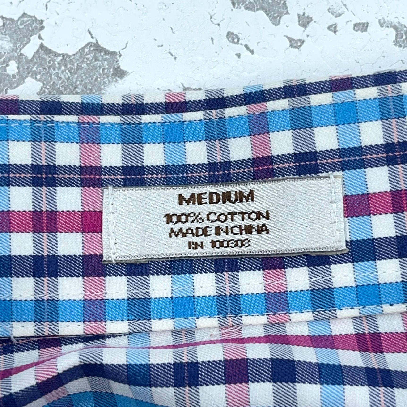 Peter Millar Peter Millar Shirt Men Medium Pink BlueButton Up Tattersall Plaid Dress Poplin Size 40R - 3 Thumbnail