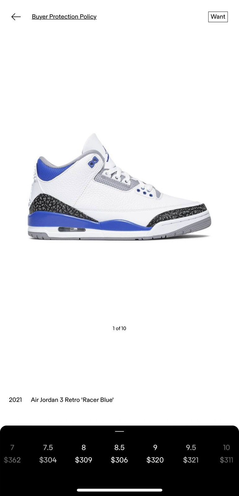 Jordan Brand Air Jordan Retro 3 Racer Blue Size 8.5 Size US 8.5 / EU 41-42 - 8 Thumbnail