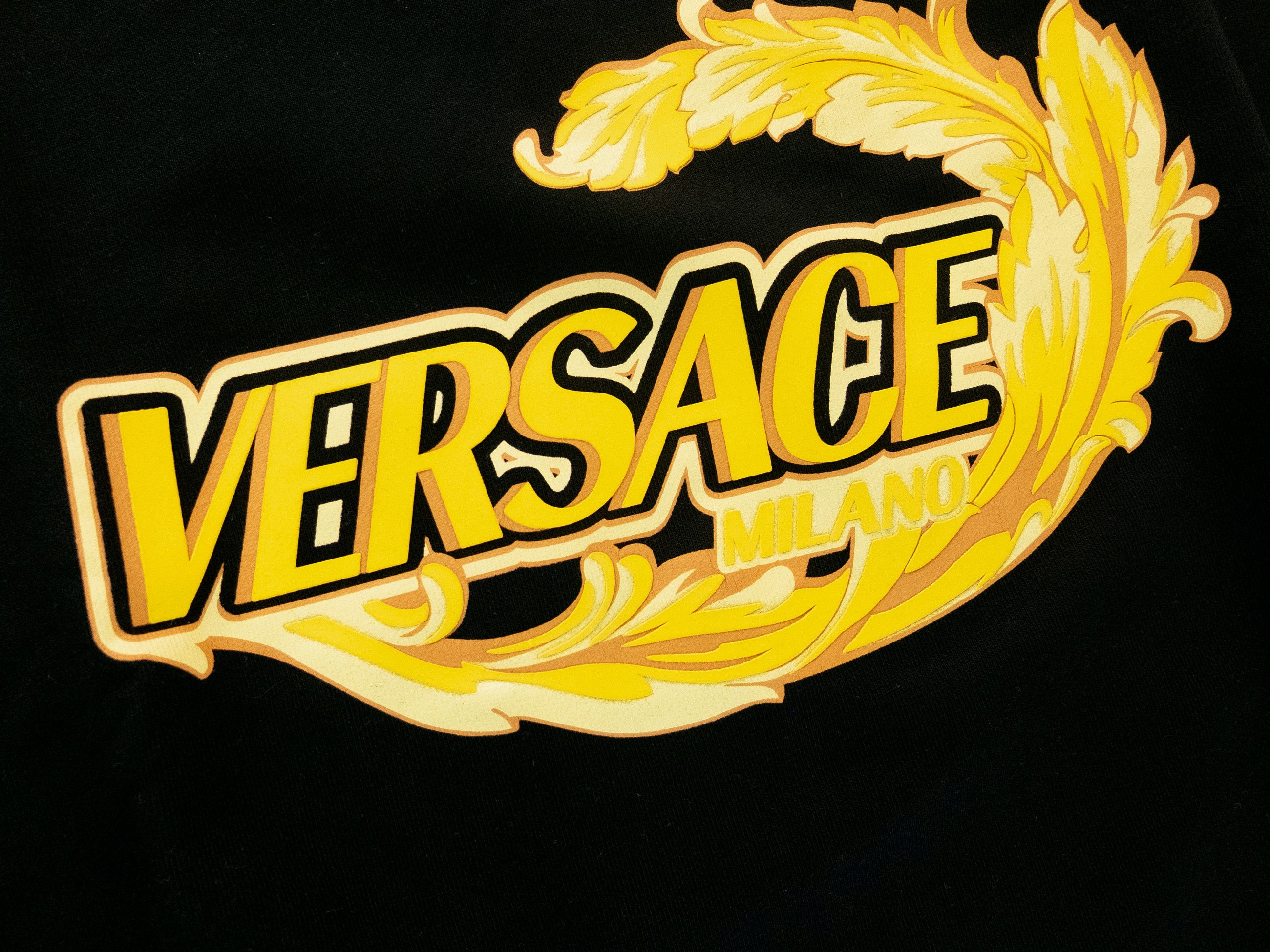 Versace VERSACE black yellow logo print cotton sweatshirt XL Size US XL / EU 56 / 4 - 4 Thumbnail