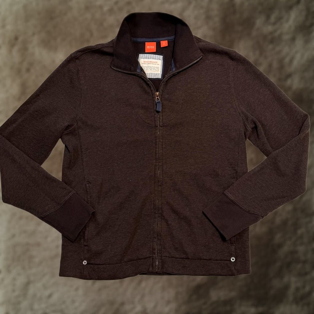 Vintage BOSS Orange Sweatshirt Mens M Brown Full Zip Stand Collar Rib Cuffs Knit Size US M / EU 48-50 / 2 - 1 Thumbnail