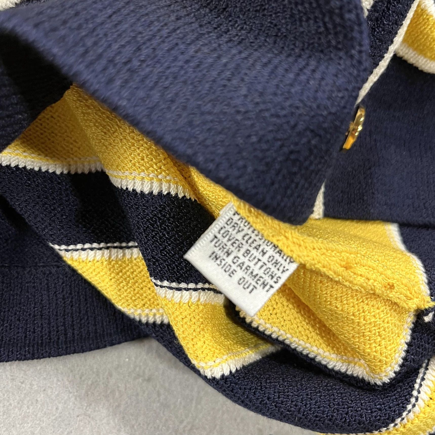 Vintage VINTAGE St John Collection Sweater Jacket Womens 10 Yellow Santana Full Zip Cardigan Knit Crew Neck Striped 80s 90s Designer Womens Size L / US 10 / IT 46 - 6 Thumbnail