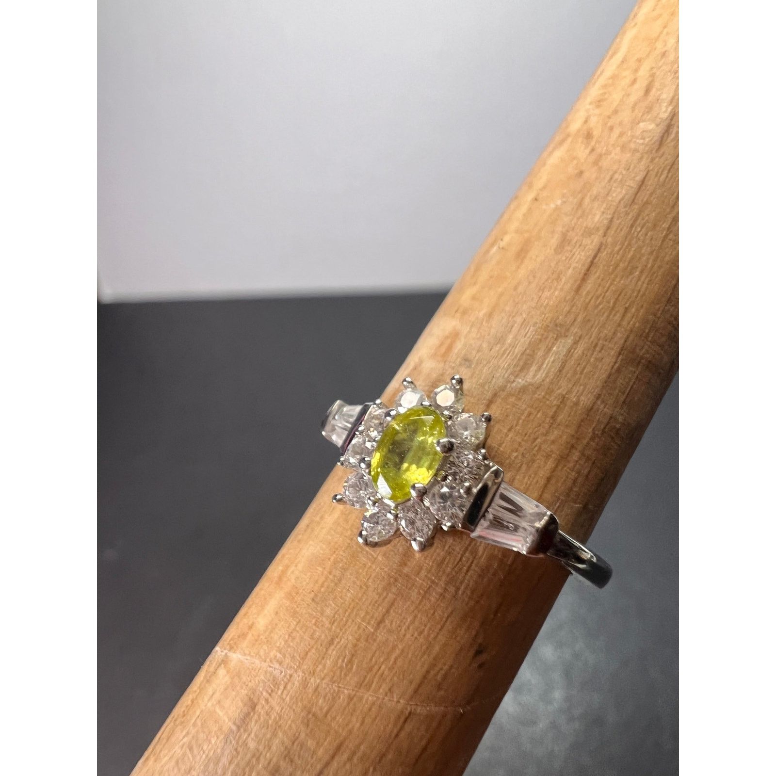 Other NEW Sphene halo ring in rhodium over sterling silver size 5 Size ONE SIZE - 9 Thumbnail