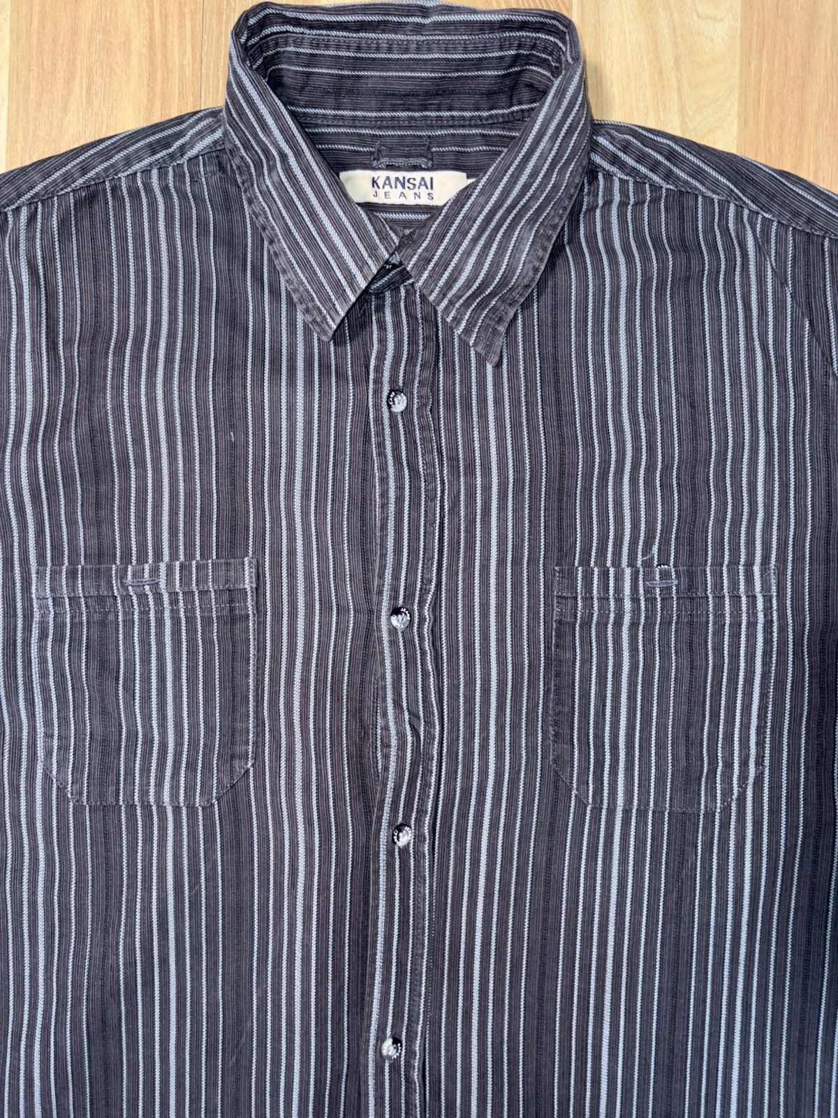 Kansai Yamamoto Vtg Kansai Yamamoto Kansai Jeans Striped Corduroy Work Shirt Size US XXL / EU 58 / 5 - 3 Thumbnail
