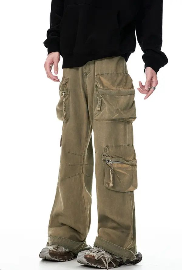 VIBE Retro washed distressed multi-pocket jeans Size US 32 / EU 48 - 4 Thumbnail