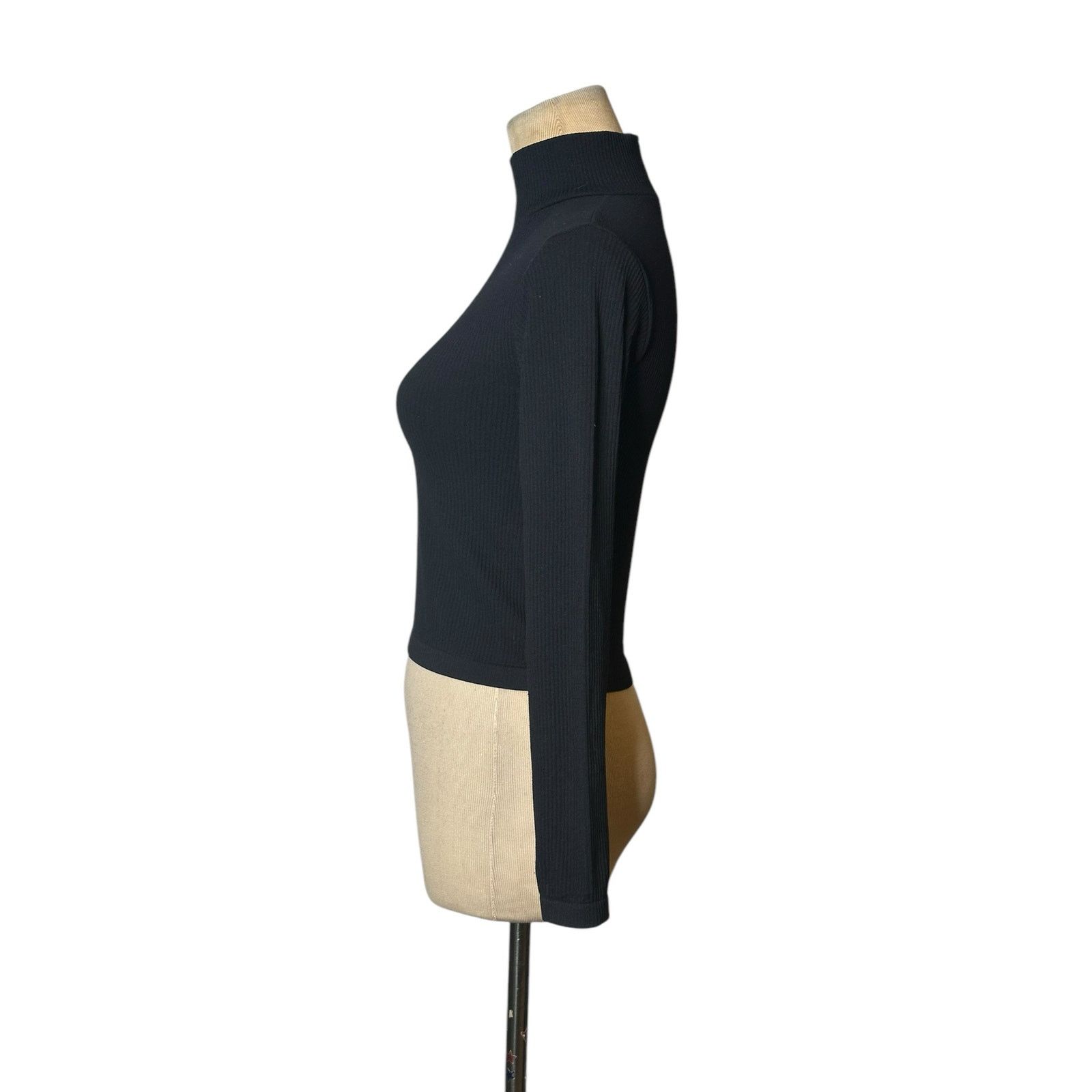Zara Zara black long sleeves ribbed fitted high neck top size XS Size XS / US 0-2 / IT 36-38 - 11 Thumbnail