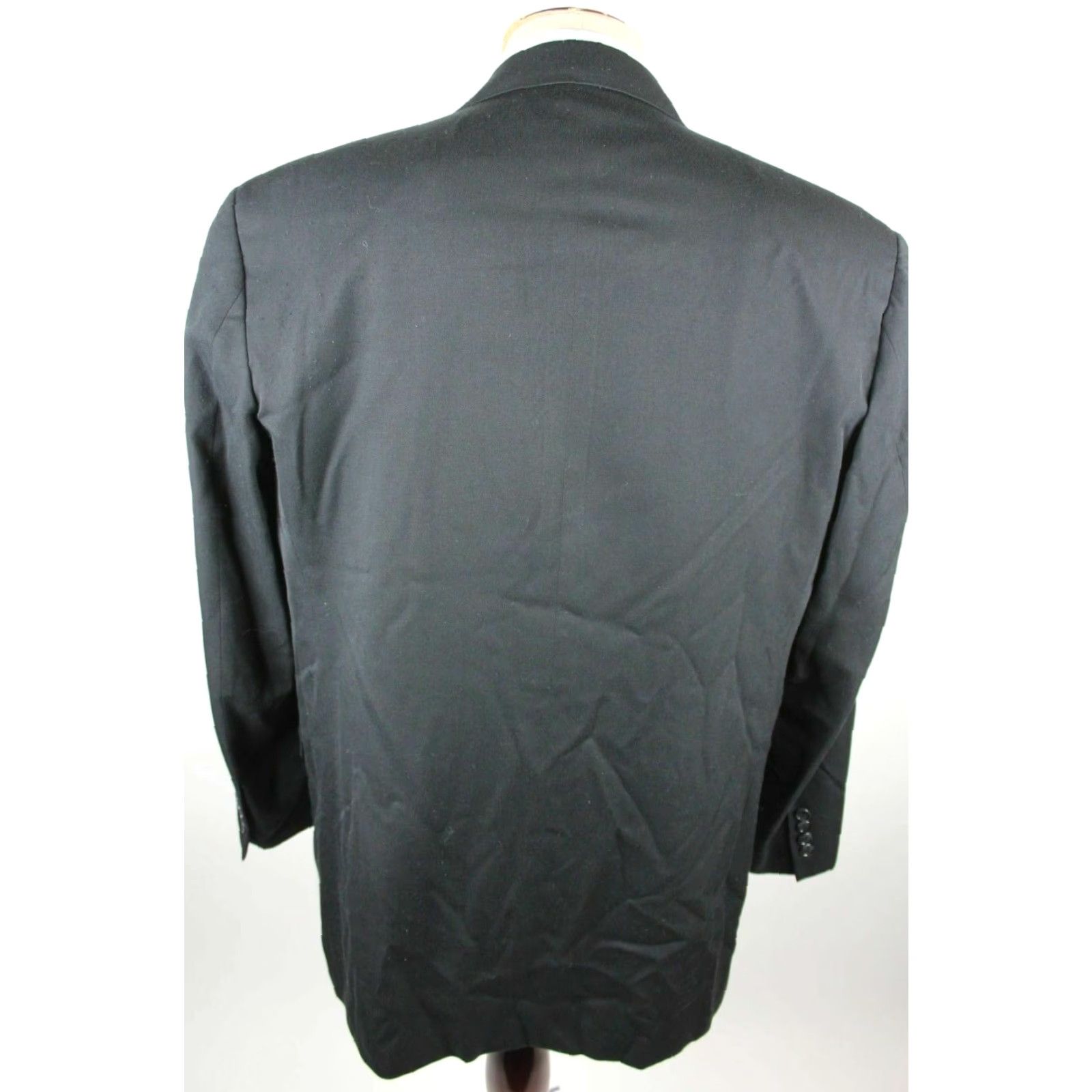 Vintage Vitali Jacket Mens 42L Black Solid Polyester & Rayon Sport Coat Blazer Long 3-Button Business Casual Formal Party/Cocktail Travel Wedding Mens Size 42R - 6 Thumbnail