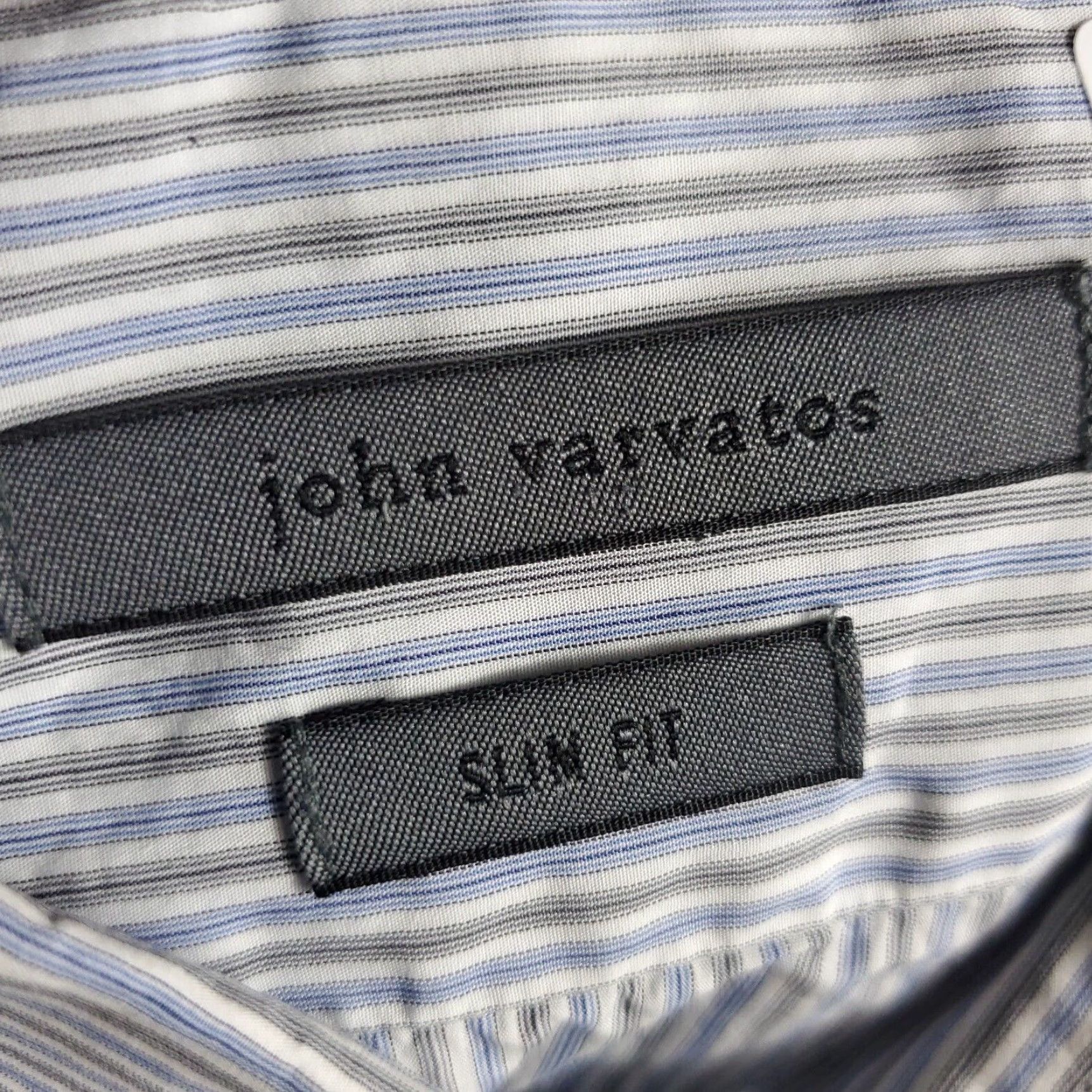 John Varvatos VINTAGE John Varvatos Shirt Mens 15 Blue Striped Slim Fit Dress Button Up Long Sleeve Size 40R - 7 Thumbnail