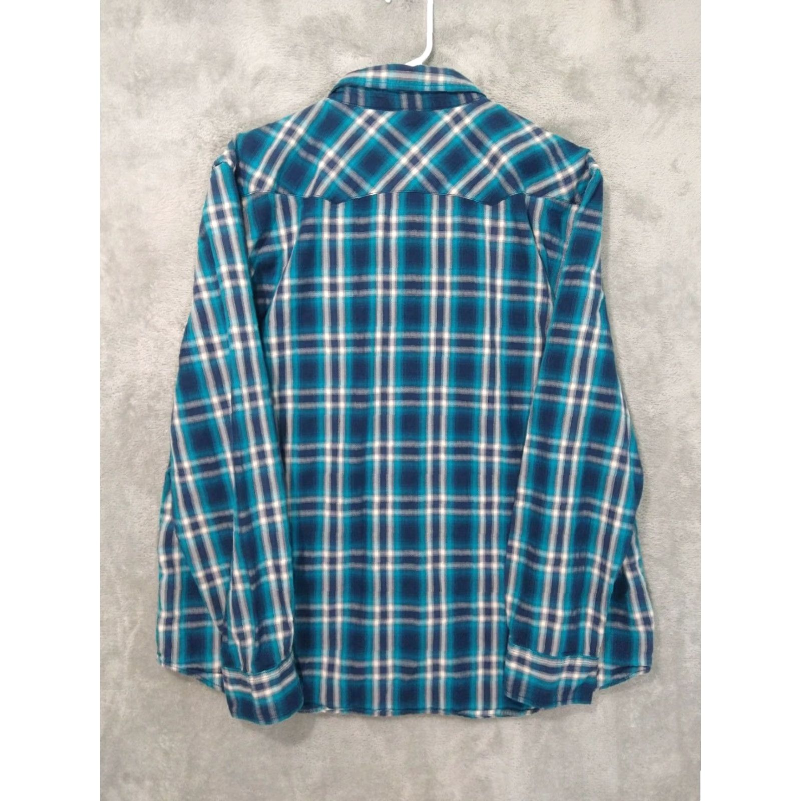 Vintage American Eagle Shirt Mens 2XL Blue Plaid Vintage Fit Pearl Snap Long Sleeve Button-Up Cowboys Western Casual Travel 50 in Chest Mens Size US XXL / EU 58 / 5 - 2 Thumbnail