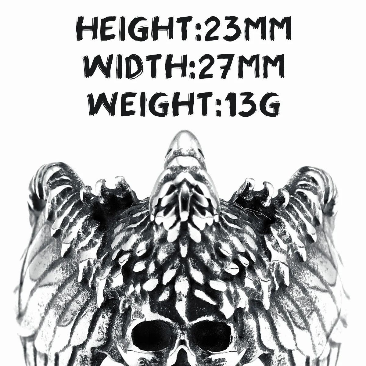 Jewelry Gothic Skull Wing Ring Streetwear Jewelry Fashion Gift Size ONE SIZE - 6 Thumbnail